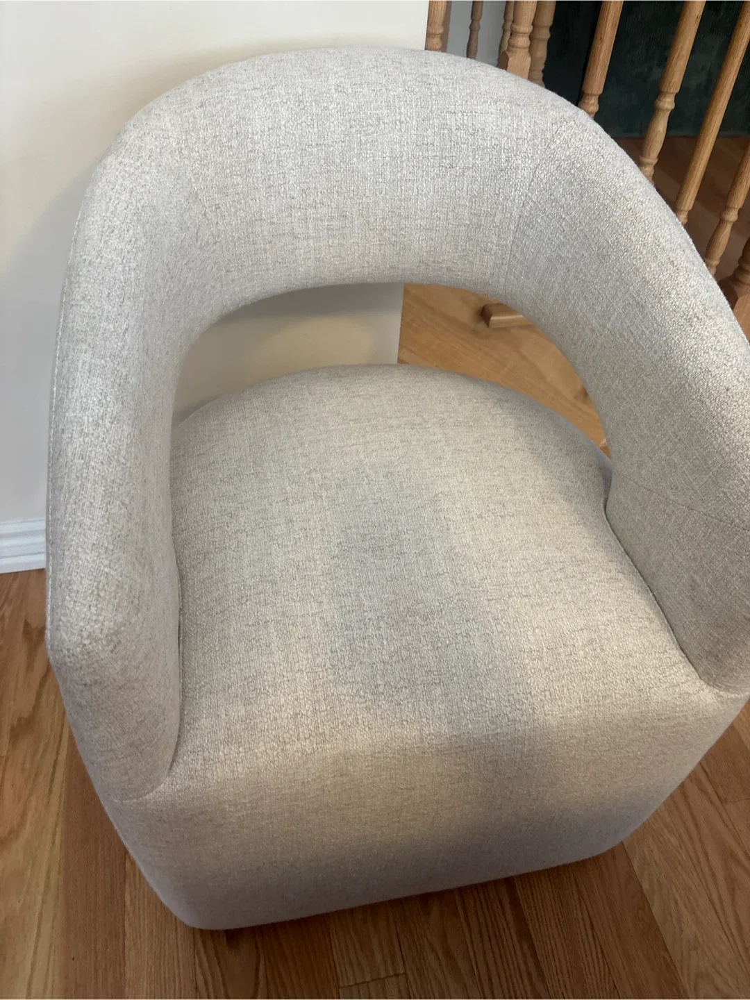 Light Grey Upholstered  Roller Chair- 1