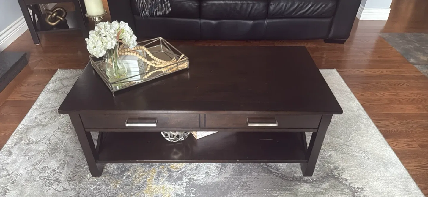 Dark Wood Coffee Table and 2 side tables