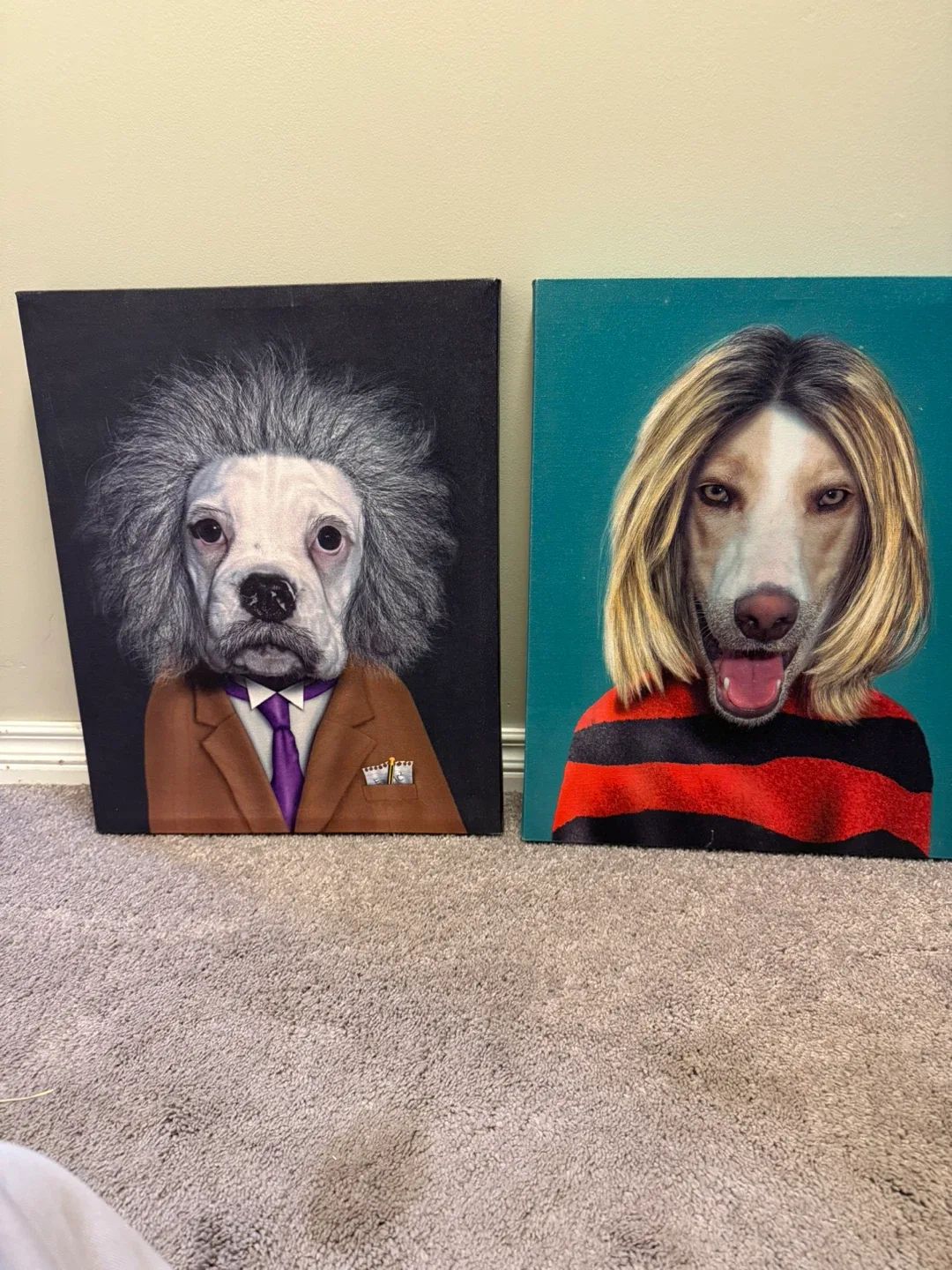 2 canvas dog pictures