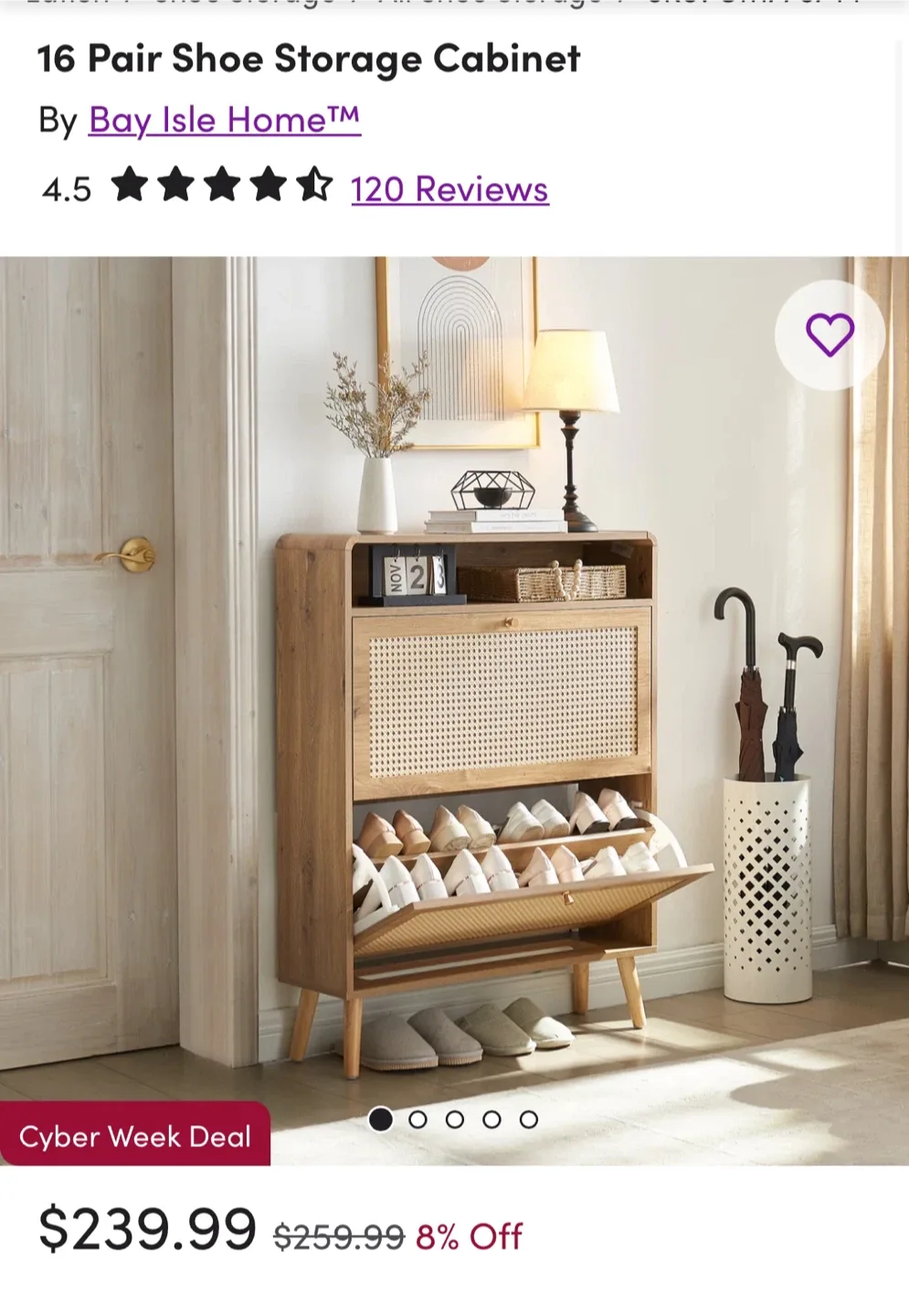 16 Pair Shoe Storage Cabinet/ Entryway Table image indicator(2)