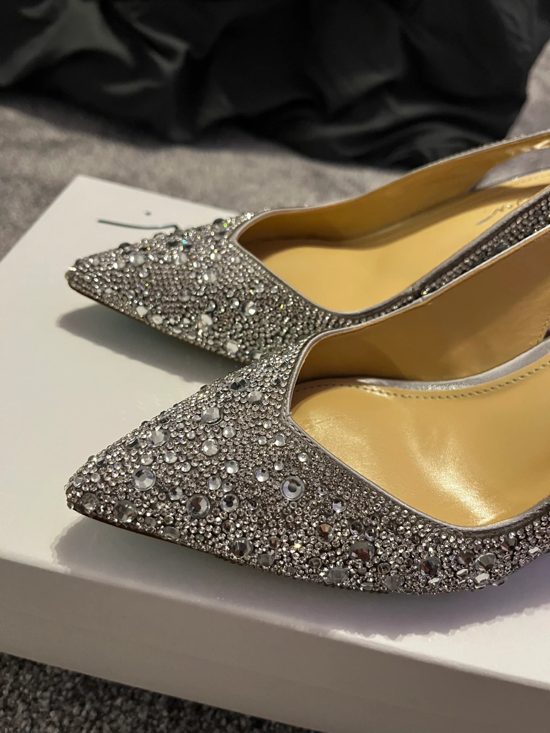 Betsey Johnson Silver Rhinestone Heels, Size 6 - photo 5