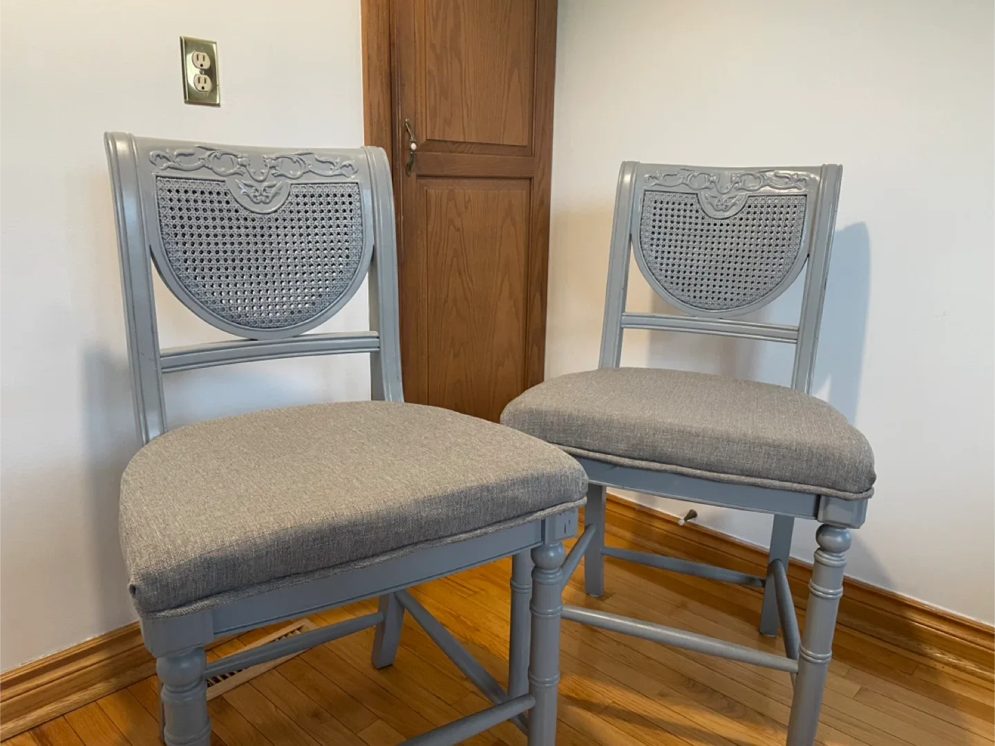 Grey Cane Back Kitchen Island Chairs - Set of 2 image indicator(2)
