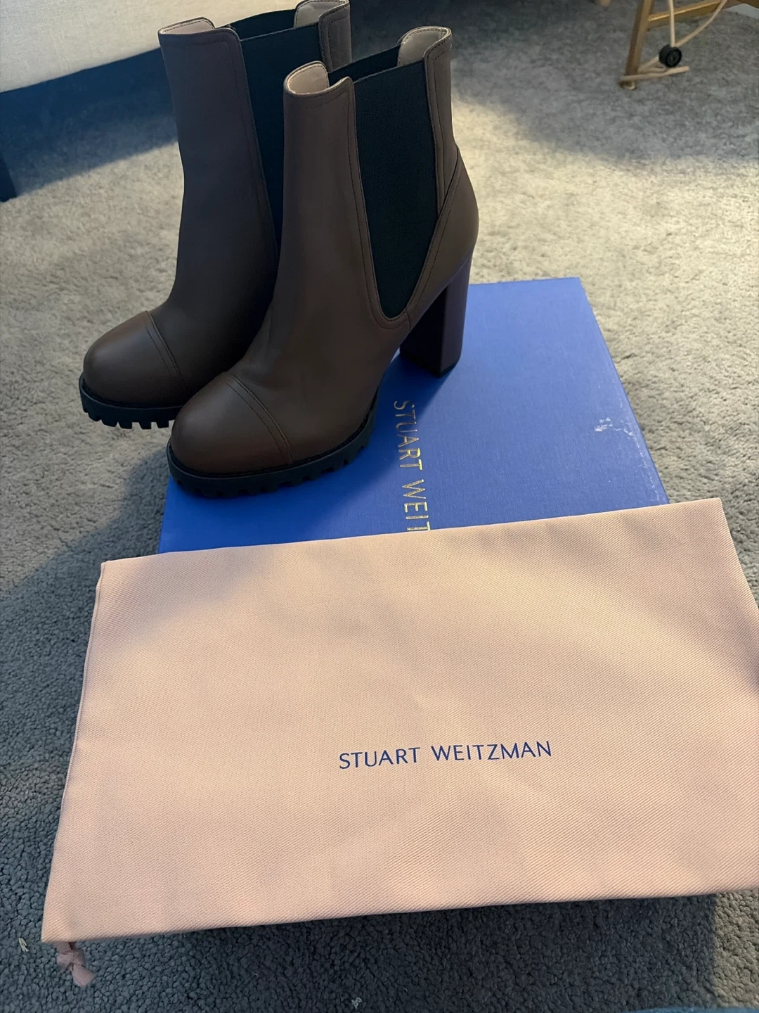 Stuart Weitzman Brown Leather Chelsea Boots