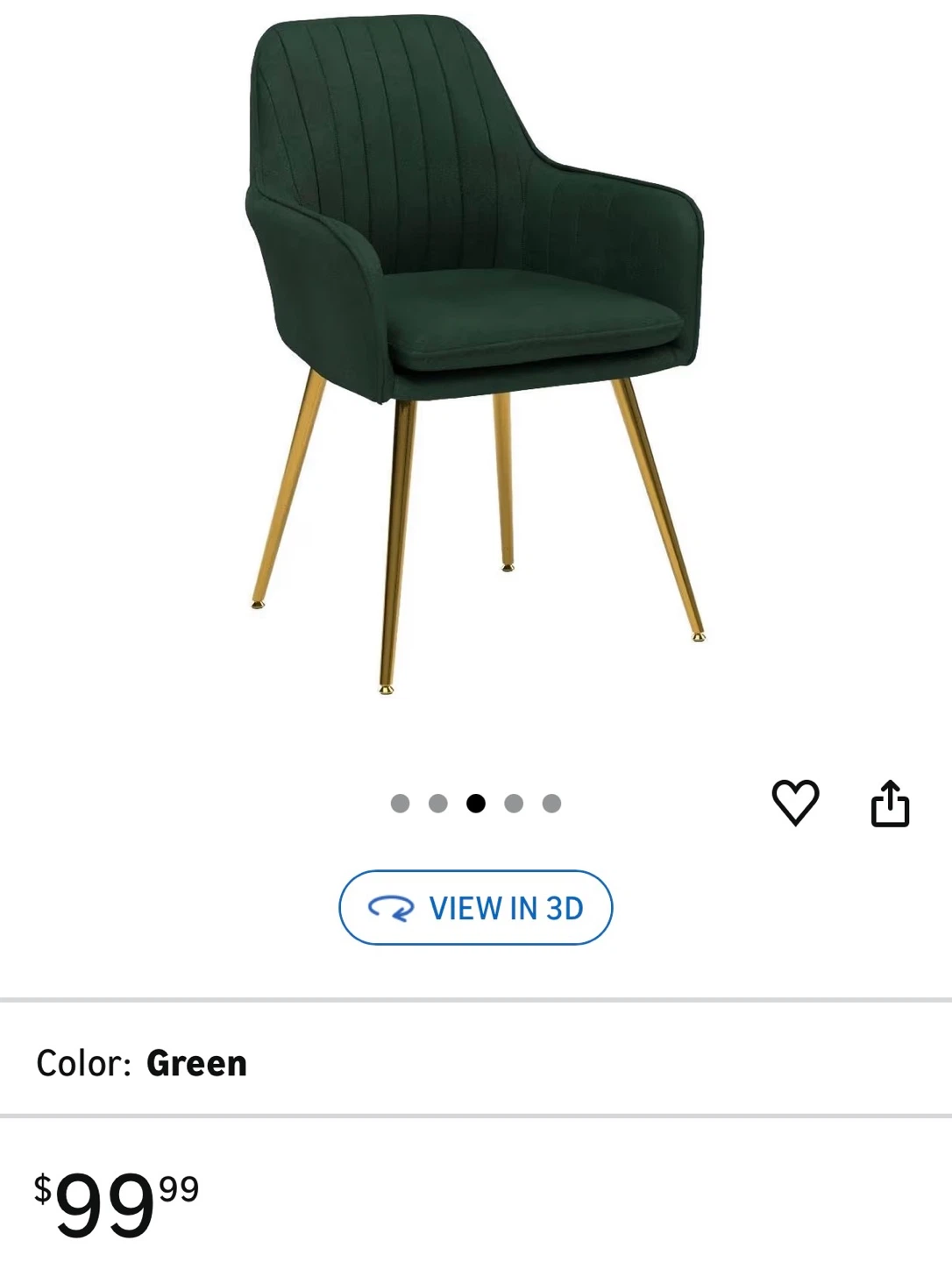 Artechworks Green Velvet Accent Arm Chair