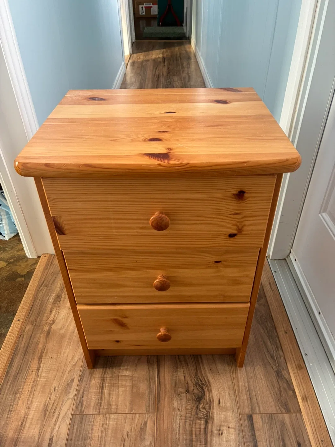 Wooden 3-Drawer Bed Side Table x2