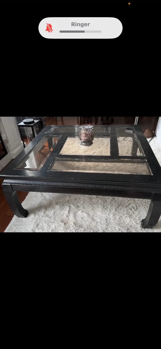 Black Coffee Table with Glass Inserts