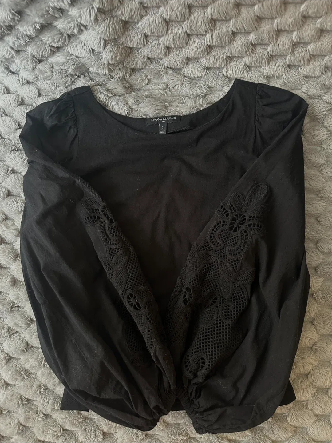 Banana Republic Black Lace Sleeve Blouse
