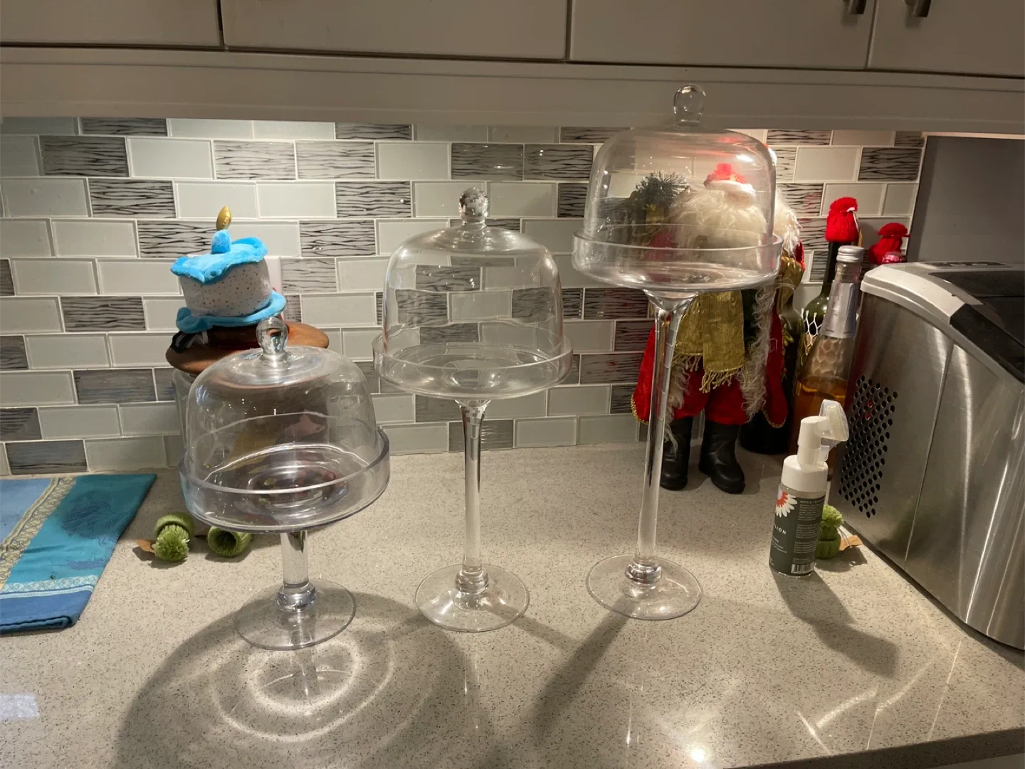 Cake Stands with Glass Domes - Set of 3