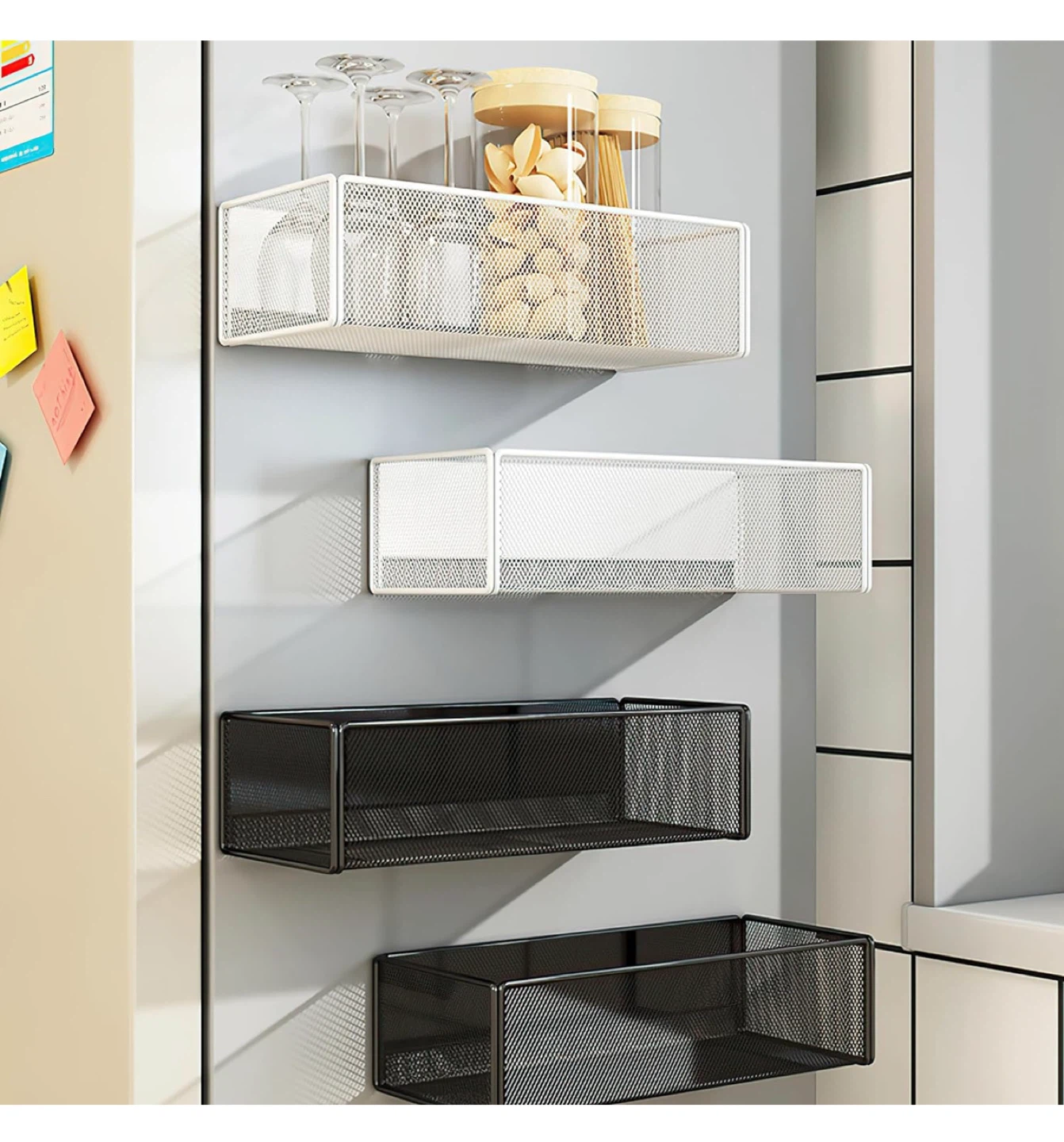 Magnetic Fridge Storage Baskets - White & Black - photo 5