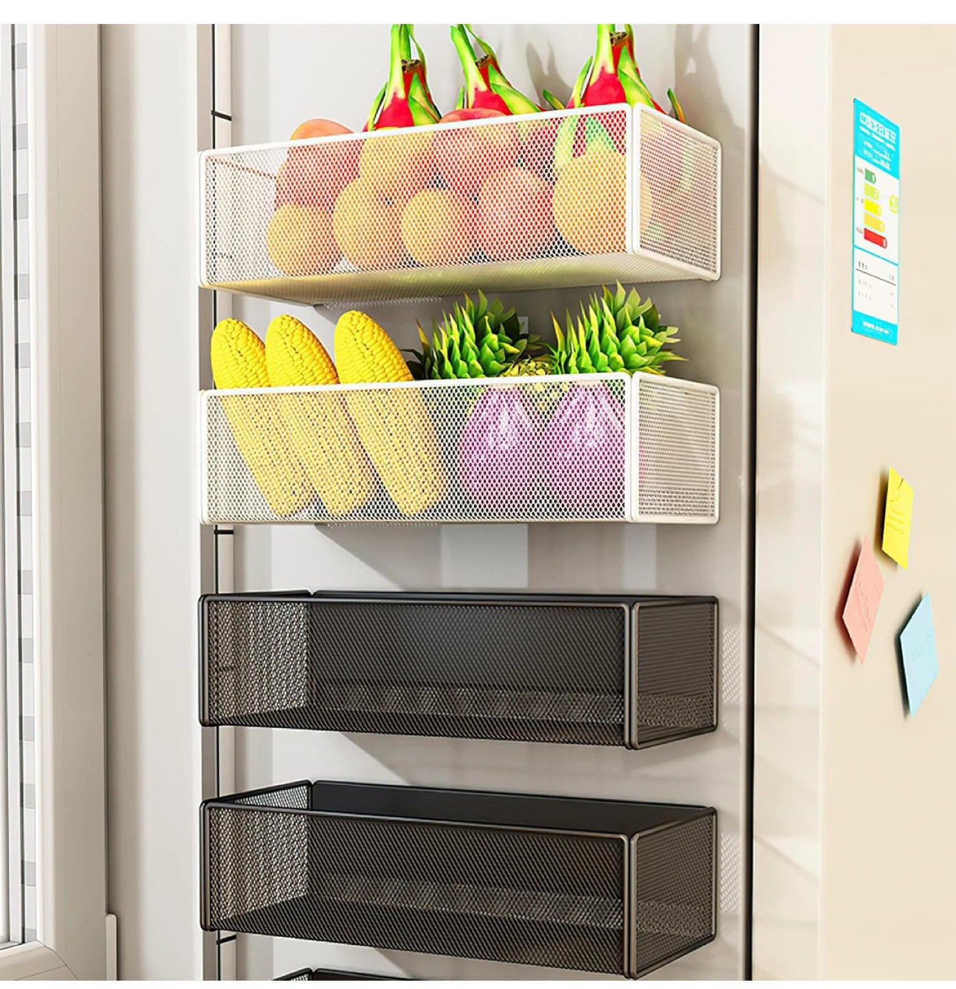Magnetic Fridge Storage Baskets - White & Black - photo 2