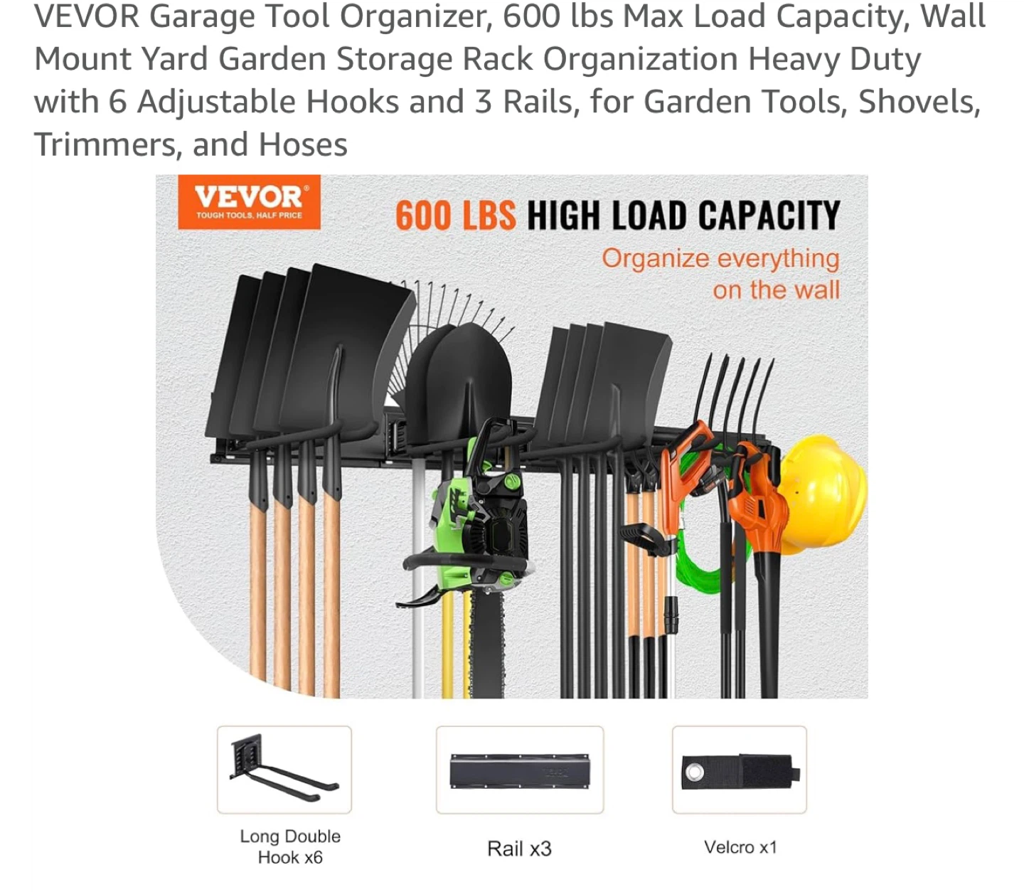 VEVOR Garage Tool Organizer - Wall Mount Rack
