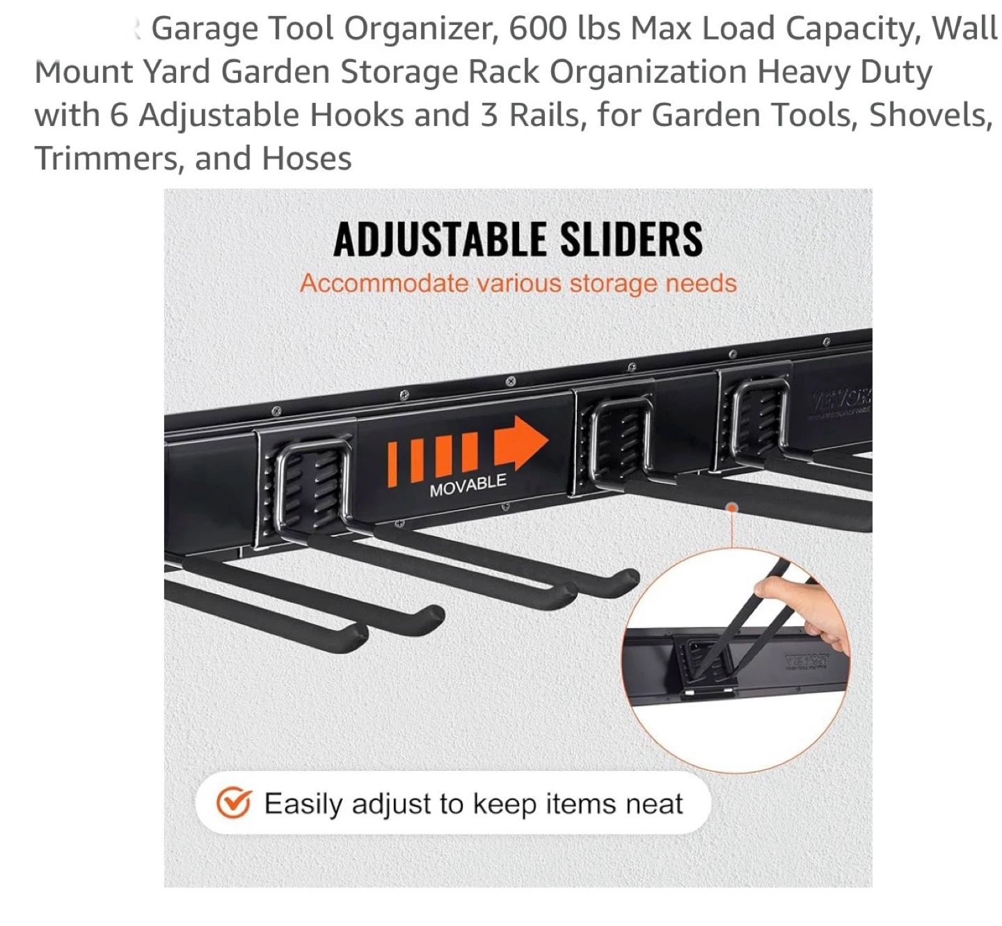VEVOR Garage Tool Organizer - Wall Mount Rack - photo 4