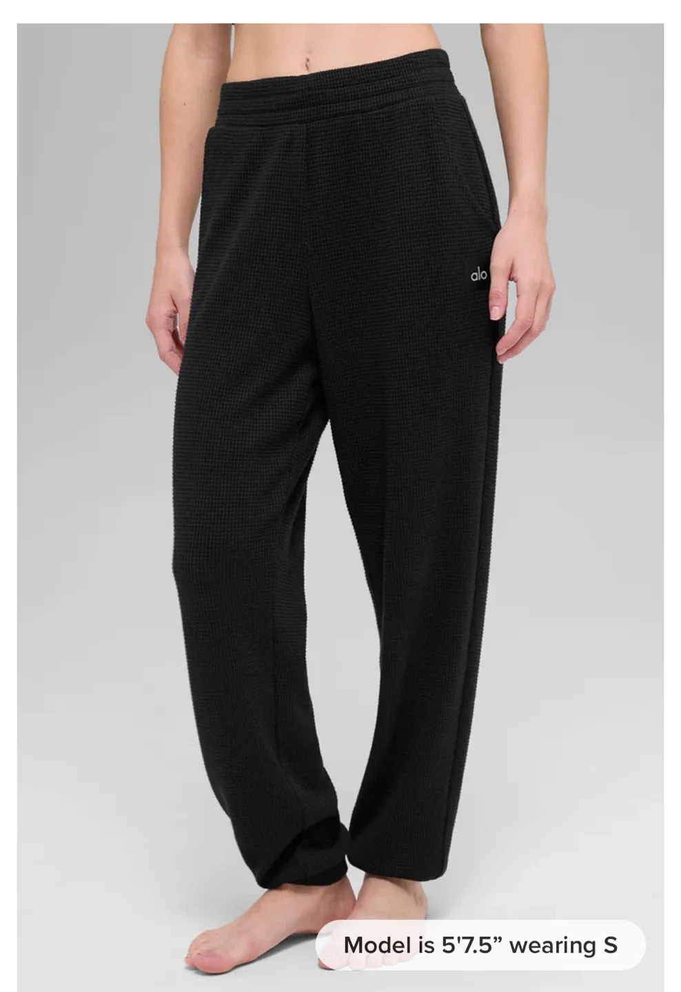 Brand New Alo Yoga Waffle Weekend Escape Jogger - Black, Size S image indicator(8)