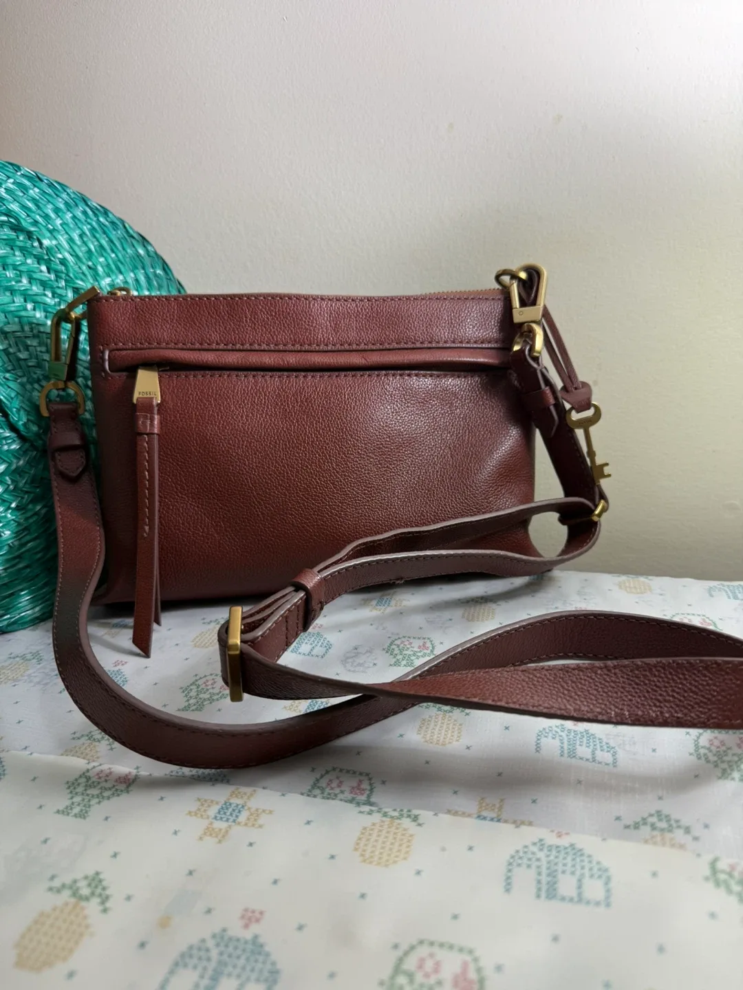 Fossil Leather Crossbody Bag - Brown
