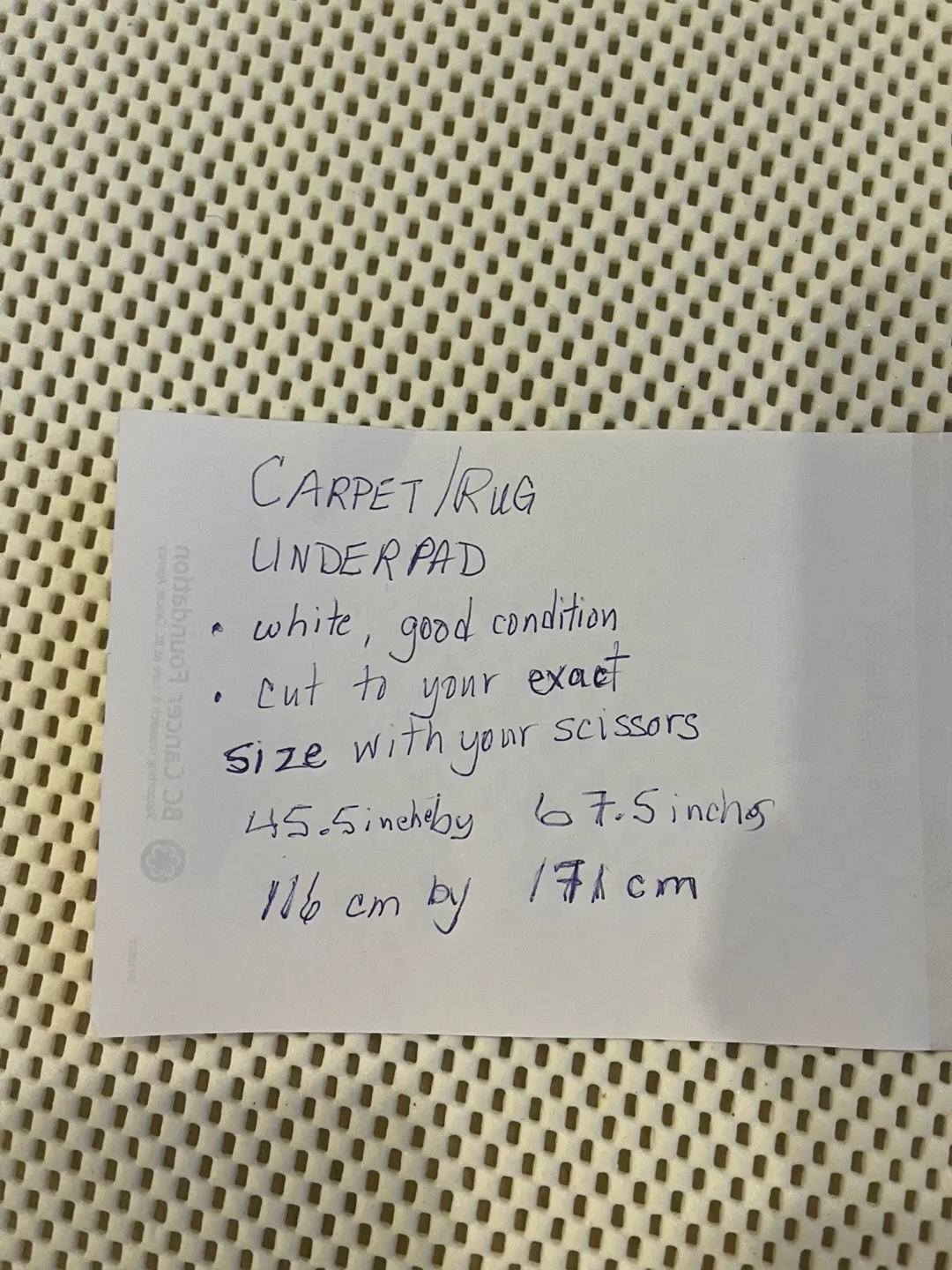 Carpet and Rug padding/ underlay image indicator(5)