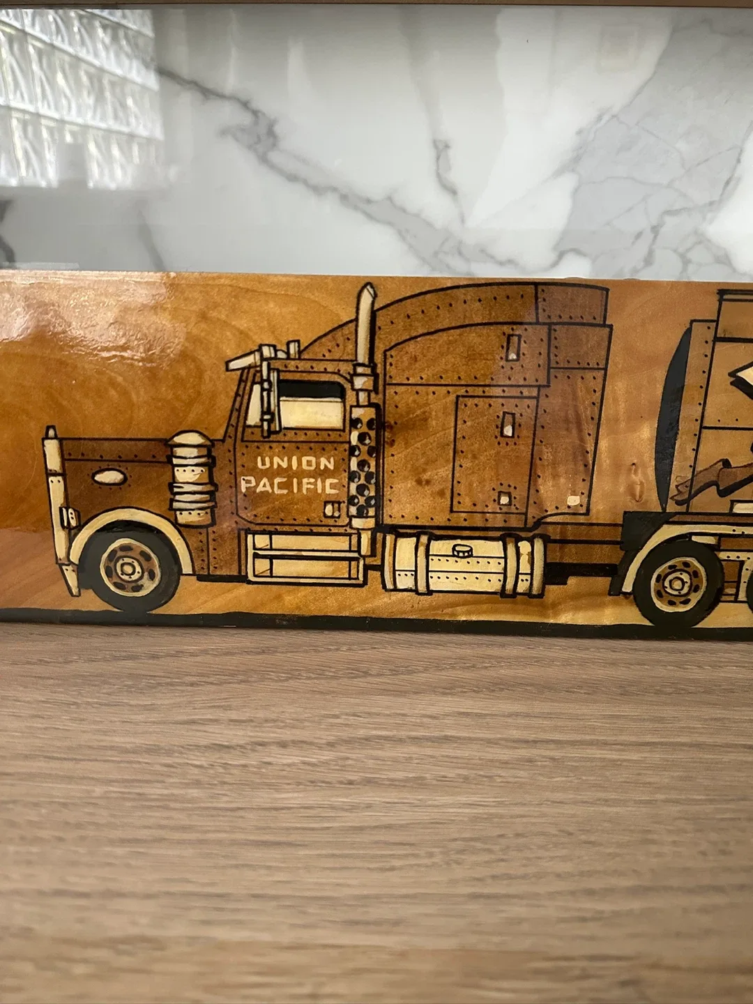ORIGINAL VINTAGE GRAFFITI TRUCK PAINTING EPOXY OIL WOOD ART