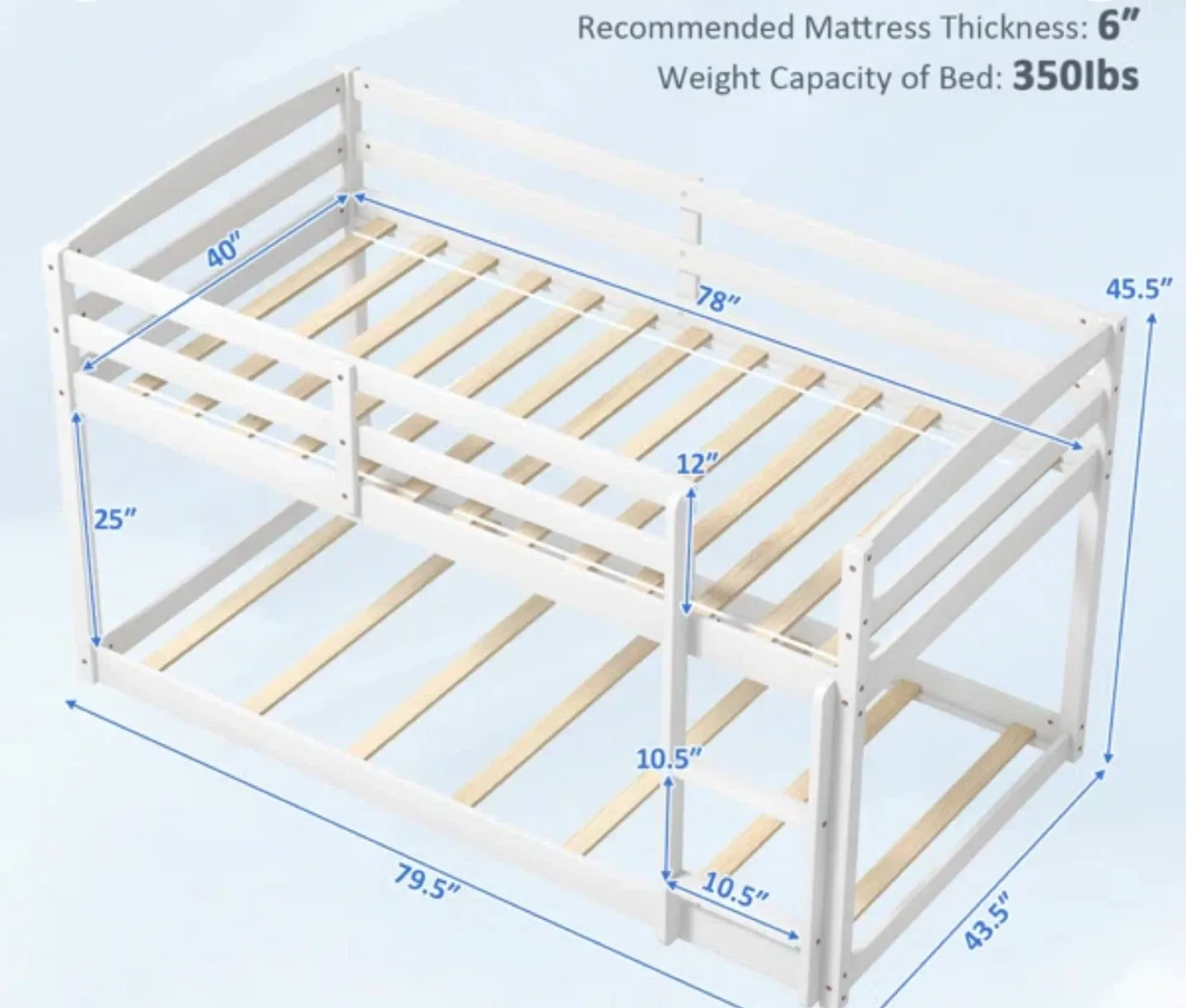White Wooden Bunk Bed with Ladder image indicator(6)