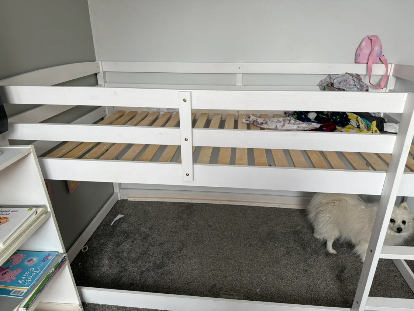 White Wooden Bunk Bed with Ladder