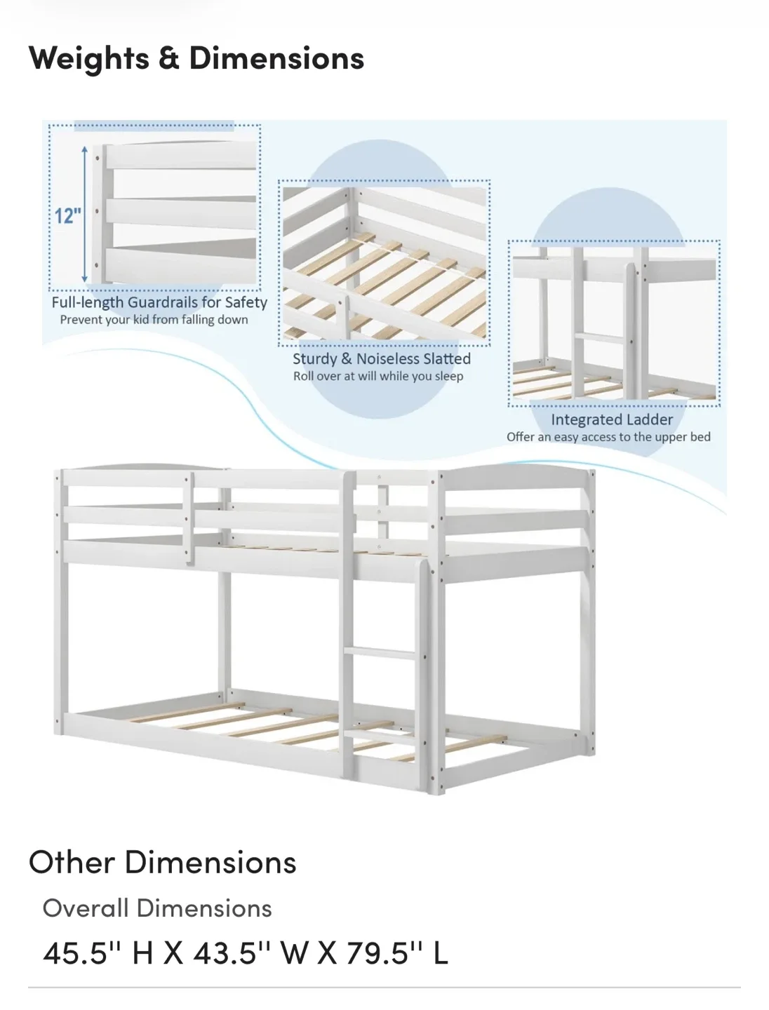 White Wooden Bunk Bed with Ladder image indicator(8)