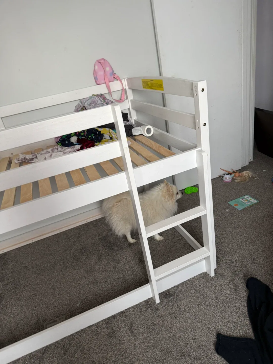 White Wooden Bunk Bed with Ladder image indicator(10)