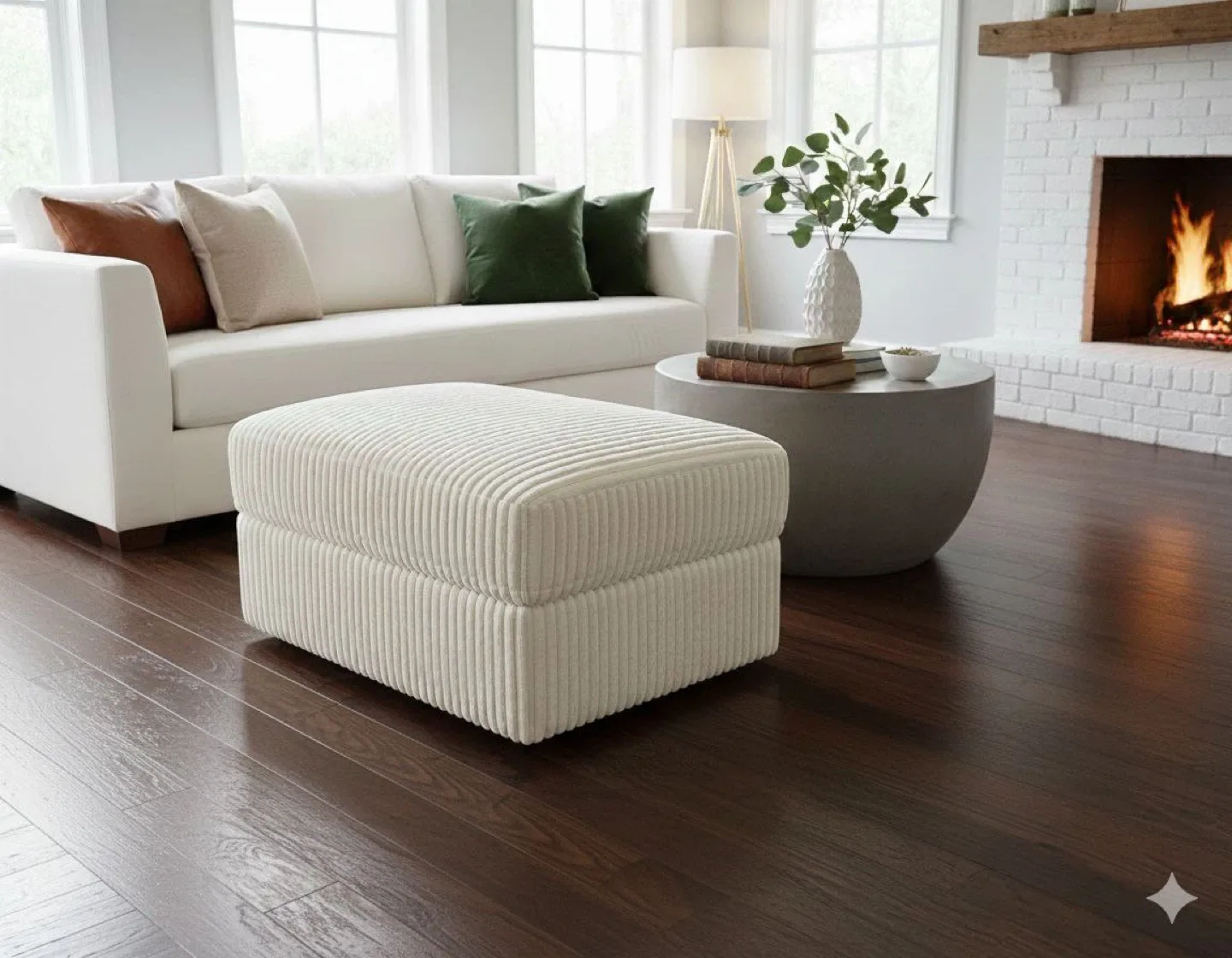 Corduroy Ottoman - Cream Colour image indicator(2)