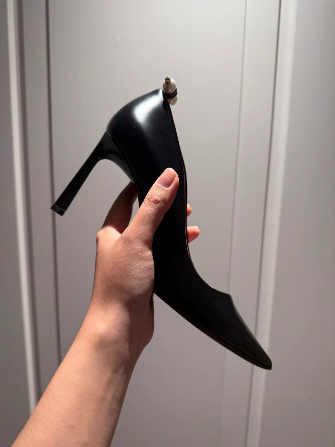 NEW! LANVIN PEARL PUMPS BLACK LEATHER POINTED TOE HEELS - photo 2
