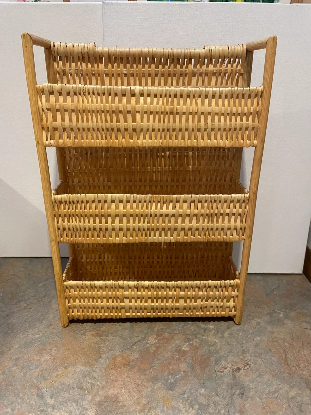 Wicker Shelf Unit with 3 Baskets