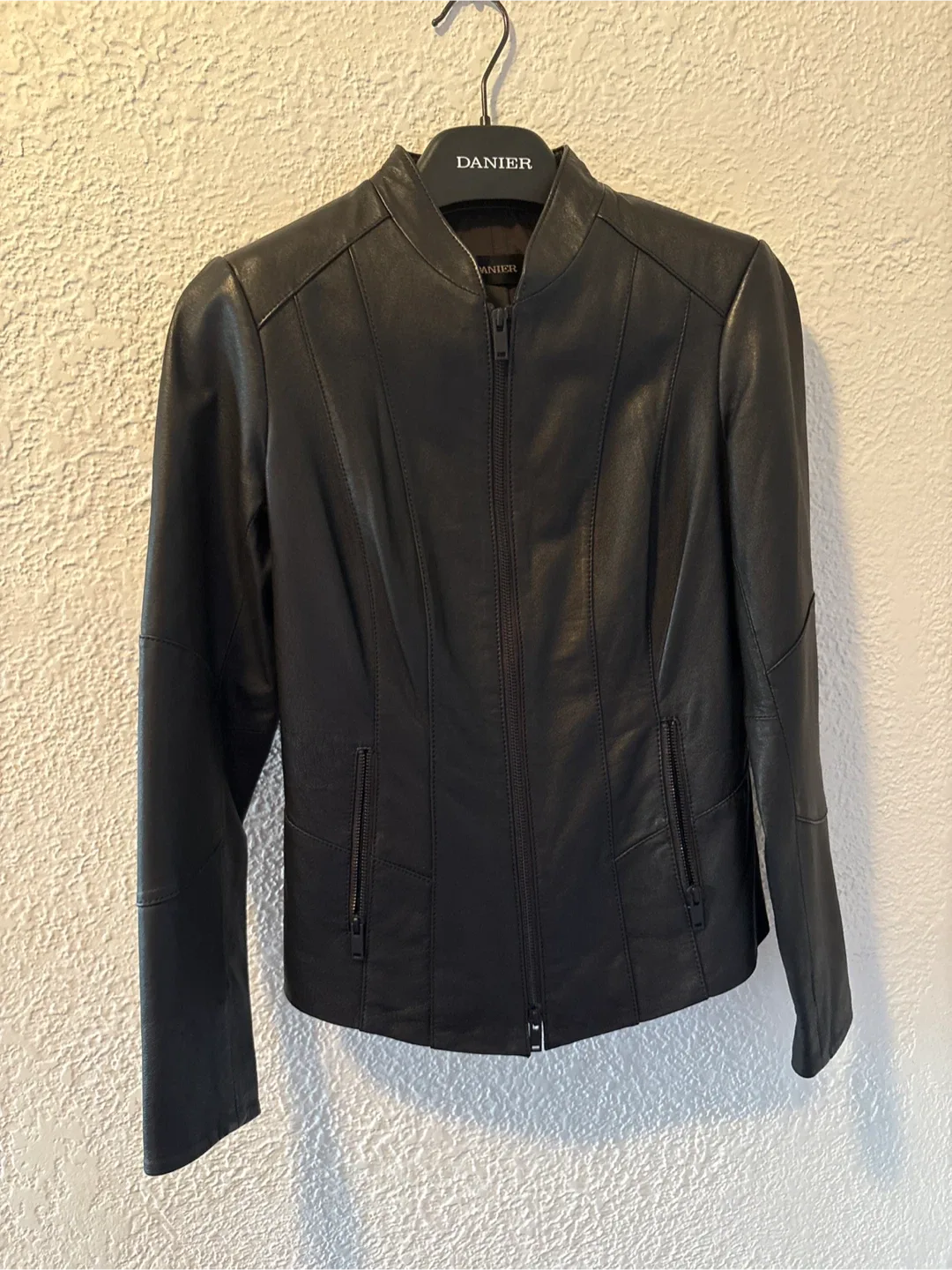 Danier Black Leather Jacket - Size 2XS