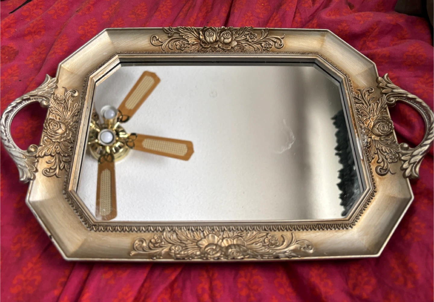 Decorative Gold Mirror Tray (15” x 10”) #Cleanout