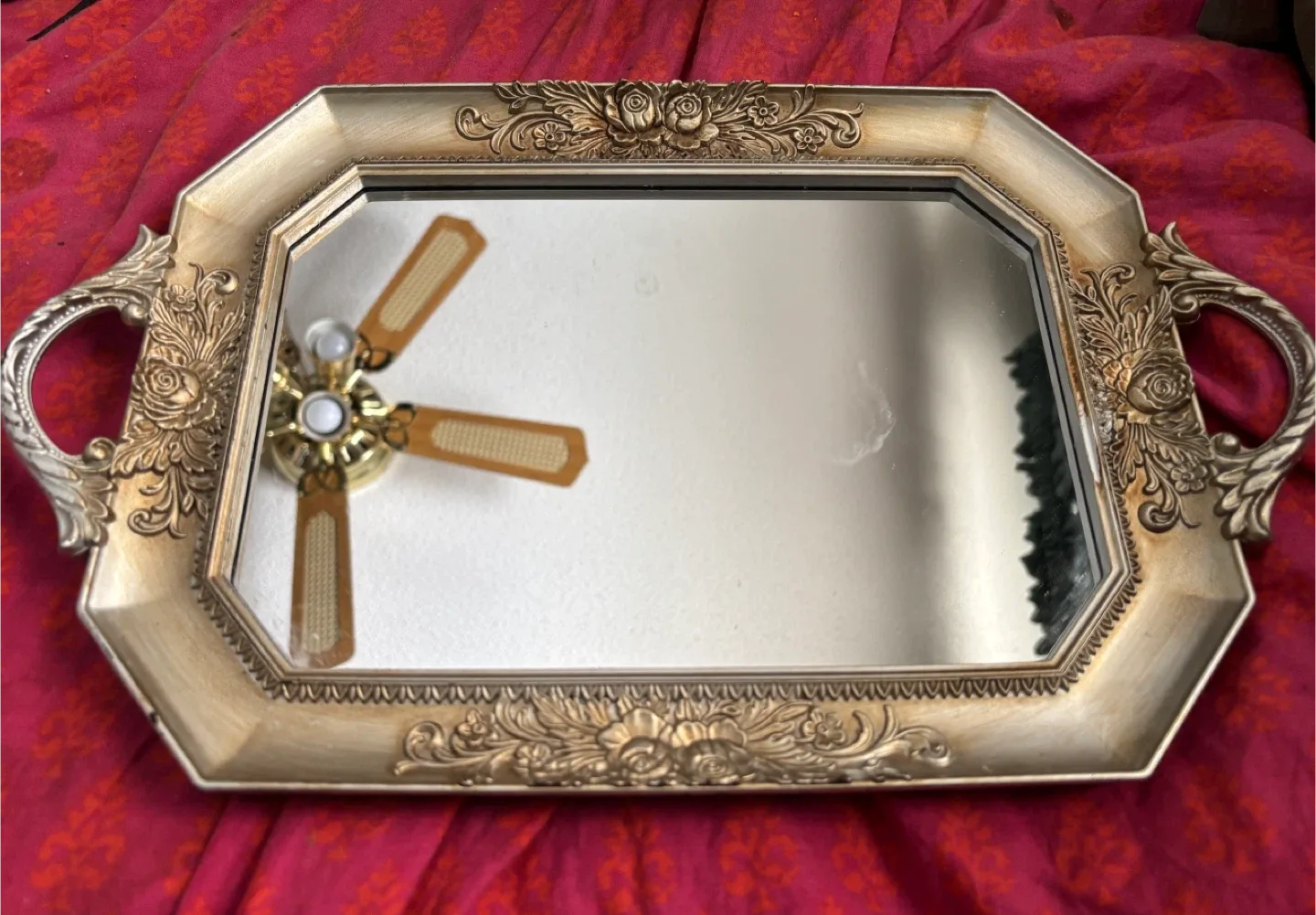 Decorative Gold Mirror Tray (15” x 10”)