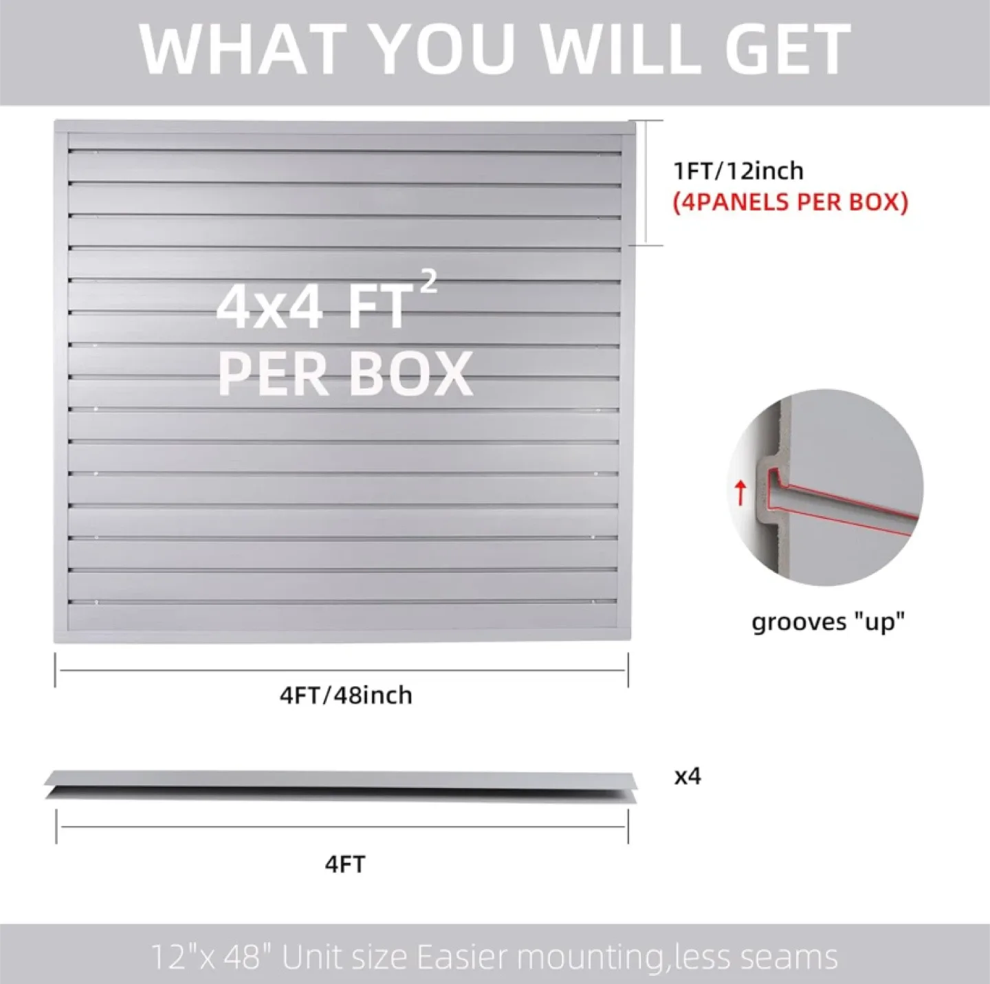 Slat Wall Panel 4x4 ft Heavy Duty PVC Slatwall Grey image indicator(2)