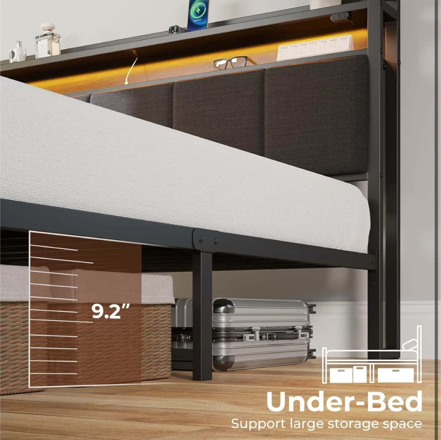 Full Size Bed Frame w/ Storage & RGB Lights - NEW image indicator(4)