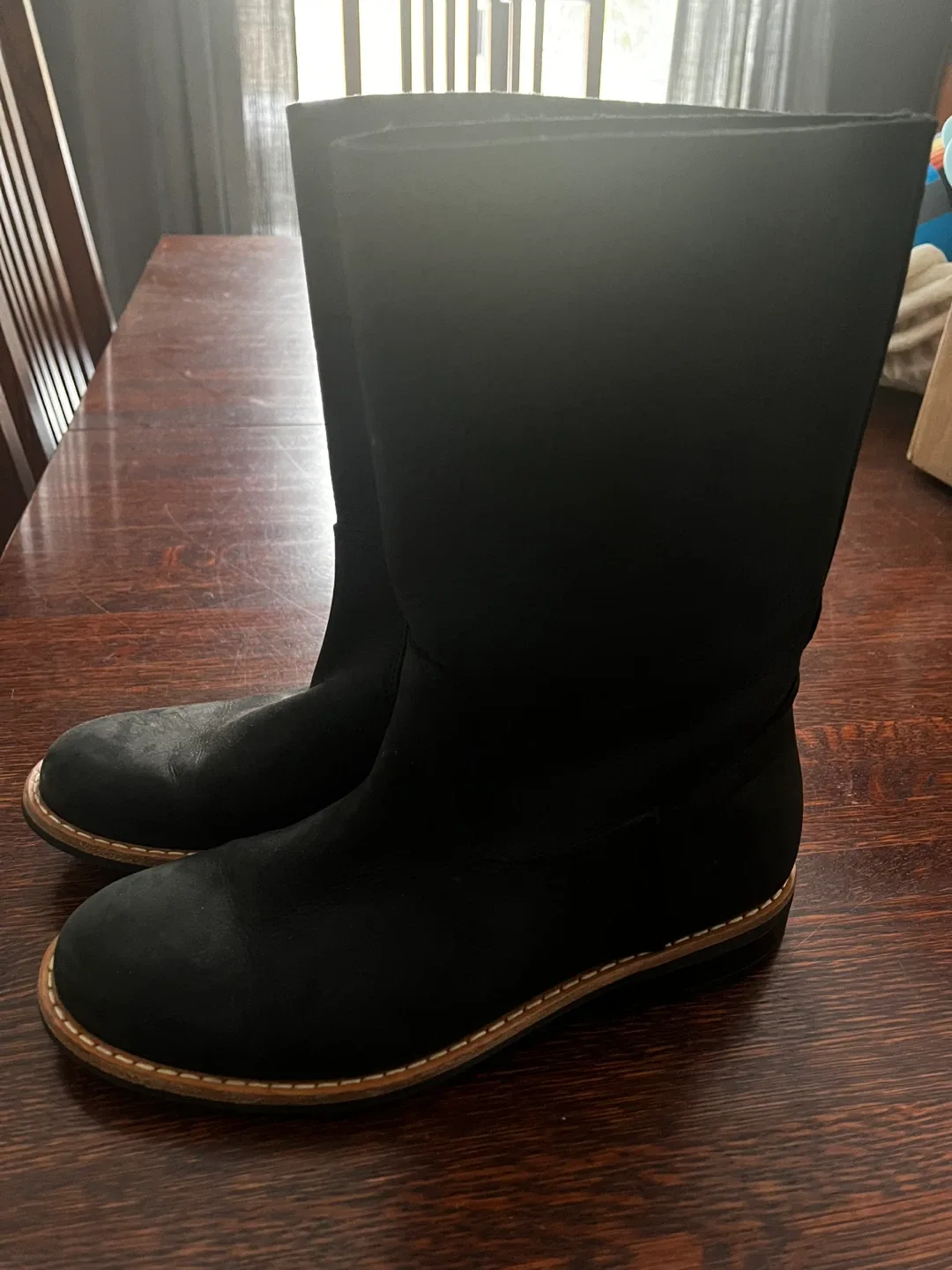 Roots Black Leather Boots, size 8