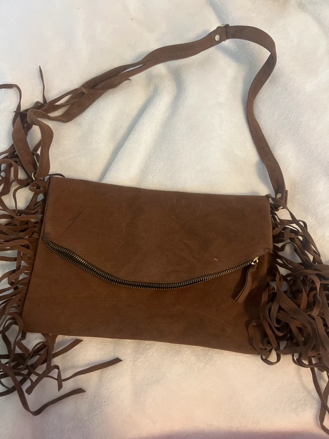 Brown Fringe Crossbody Bag