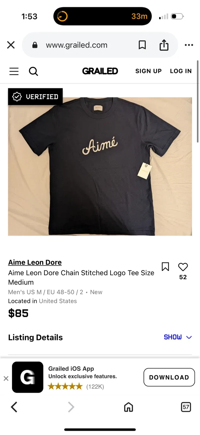 Aime Leon Dore Chain Stitch Logo Tee - Medium image indicator(3)