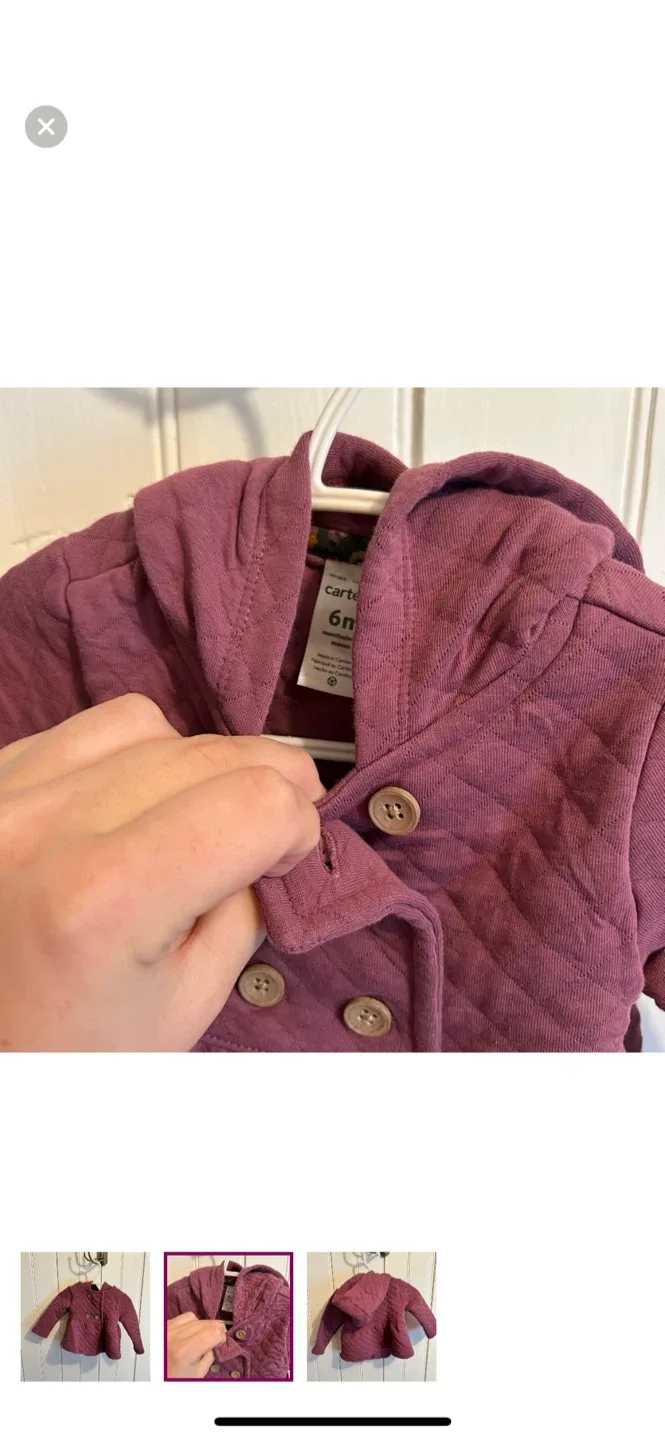 Carter's 6m purple Quilted Peplum Jacket image indicator(2)