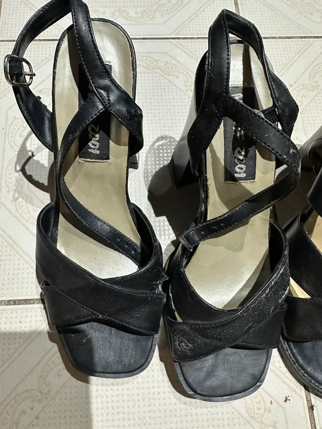Ecco Black Leather Sandals