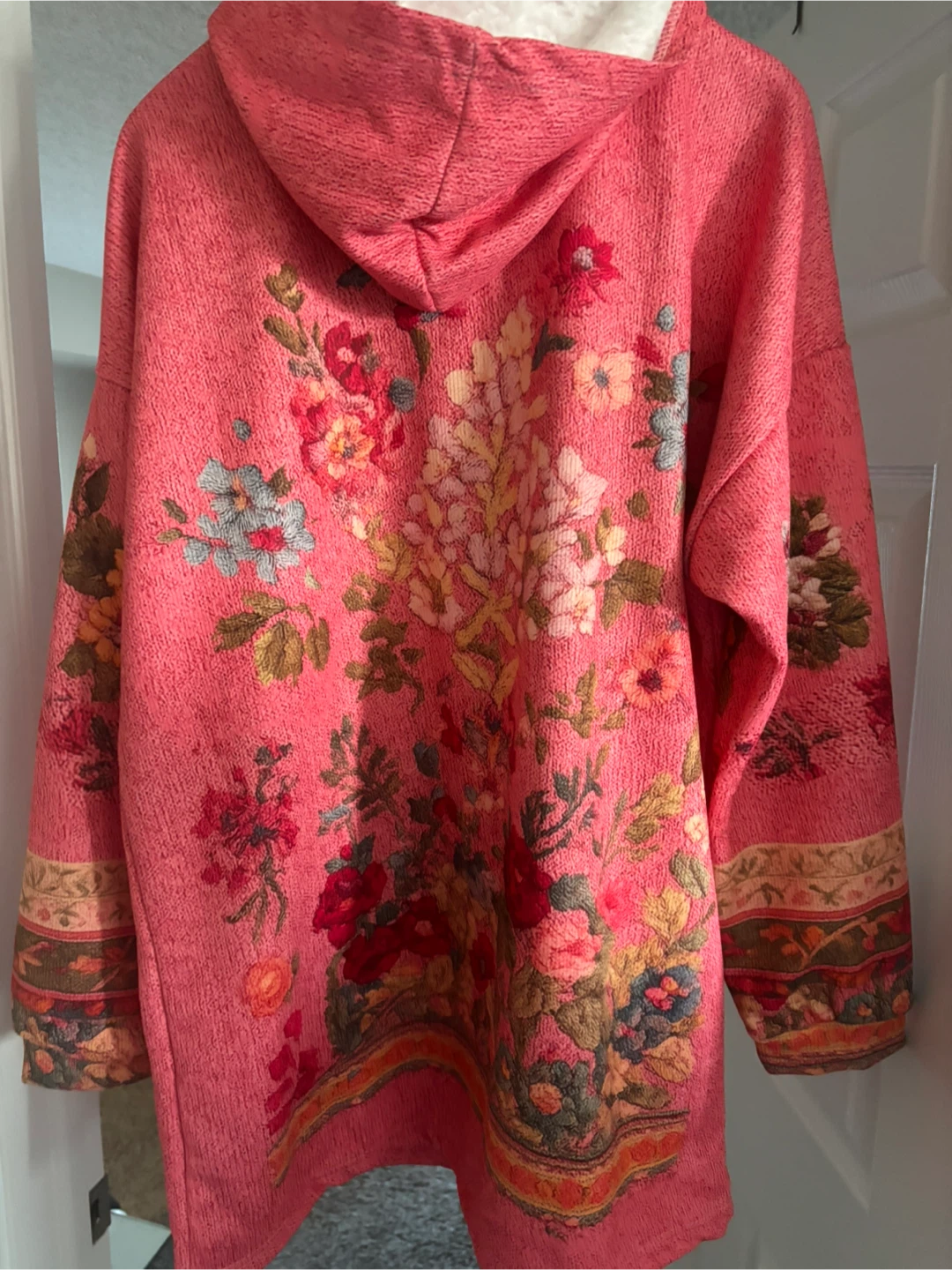 Floral Print Hooded Cardigan - Size XL - photo 3