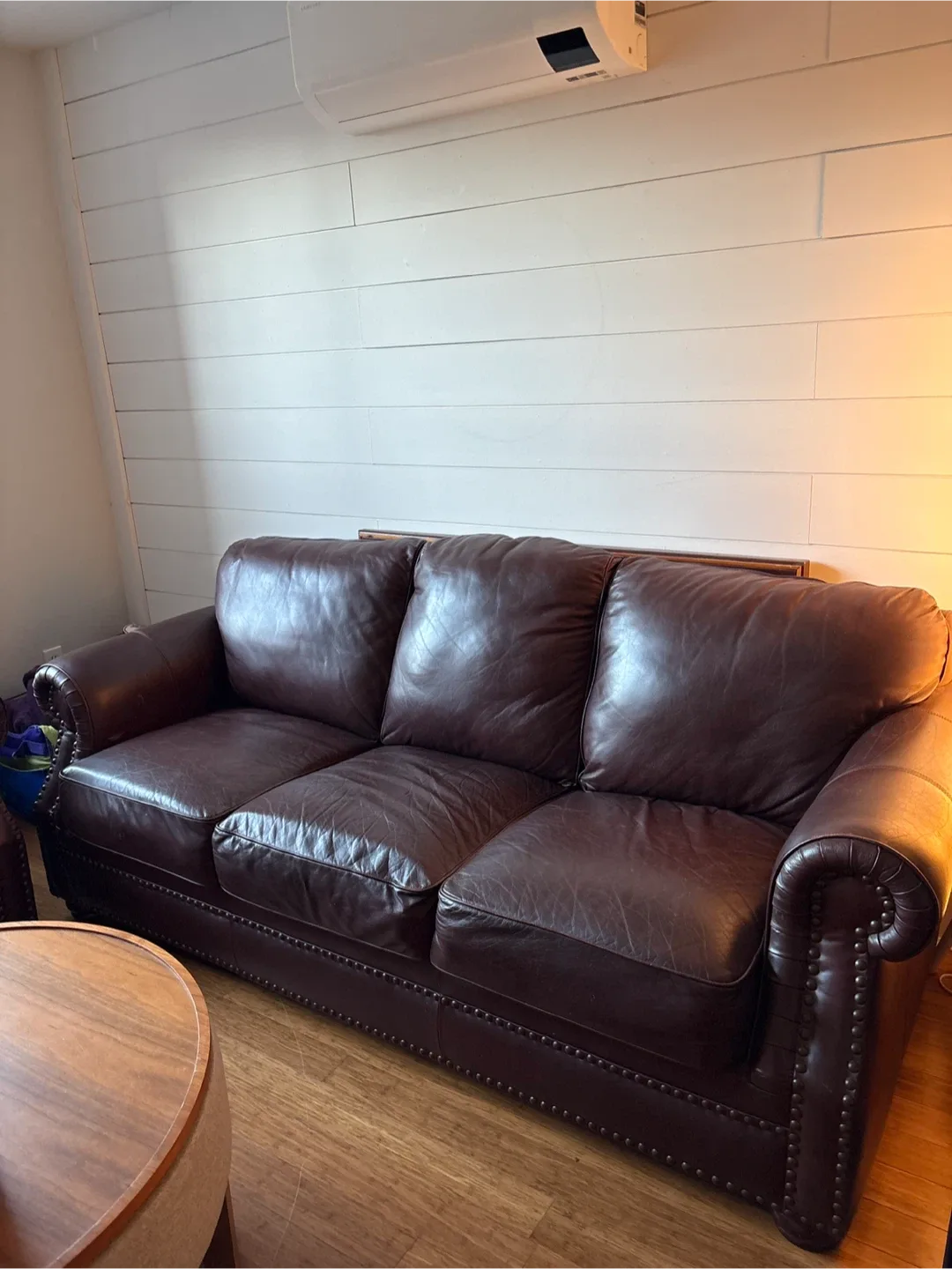 Brown Leather Sofa and Armchair Set