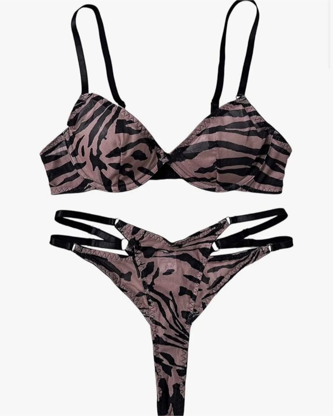 Zebra Print Lingerie Set, Size L - New ✨