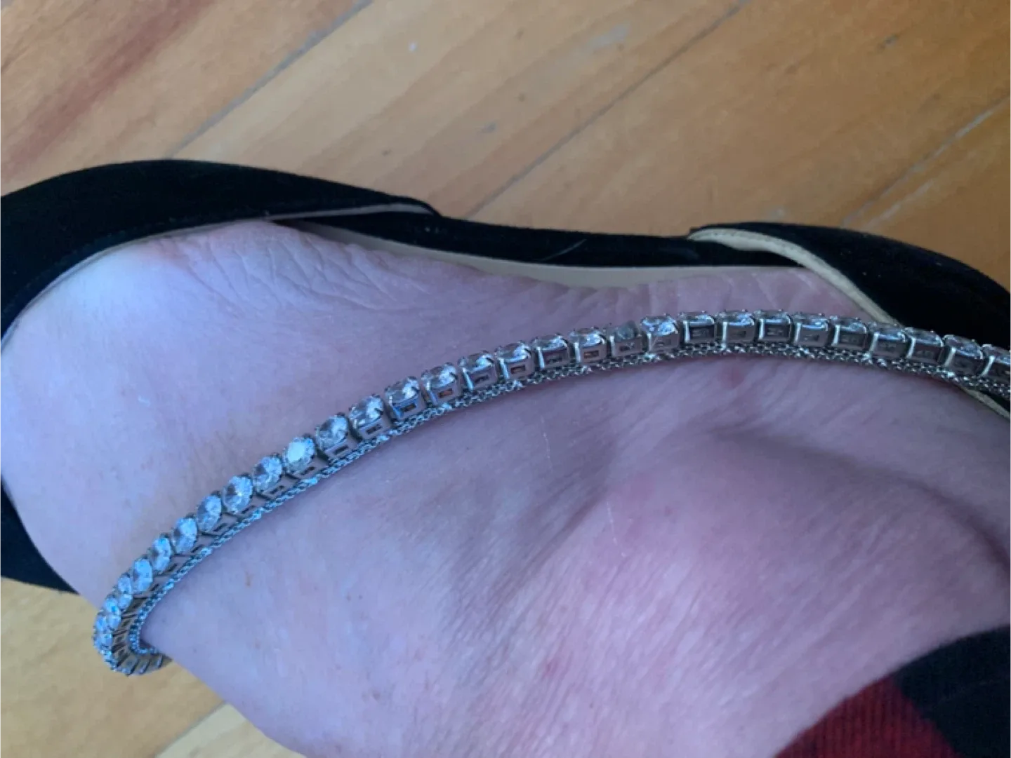 Jimmy Choo Black Suede Flats with Crystal Ankle Strap image indicator(4)