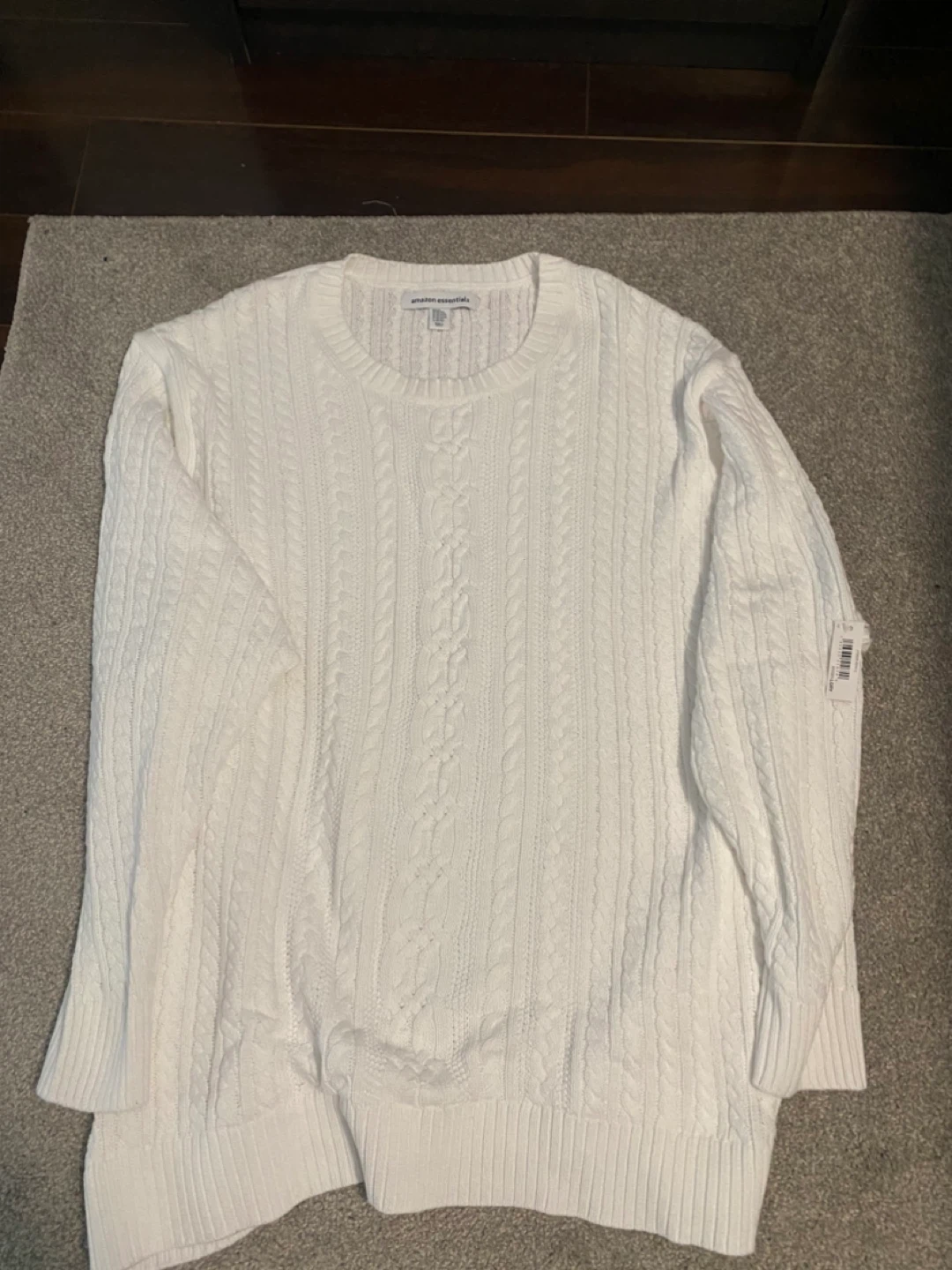 Amazon Essentials White Cable Knit Sweater - 6XL