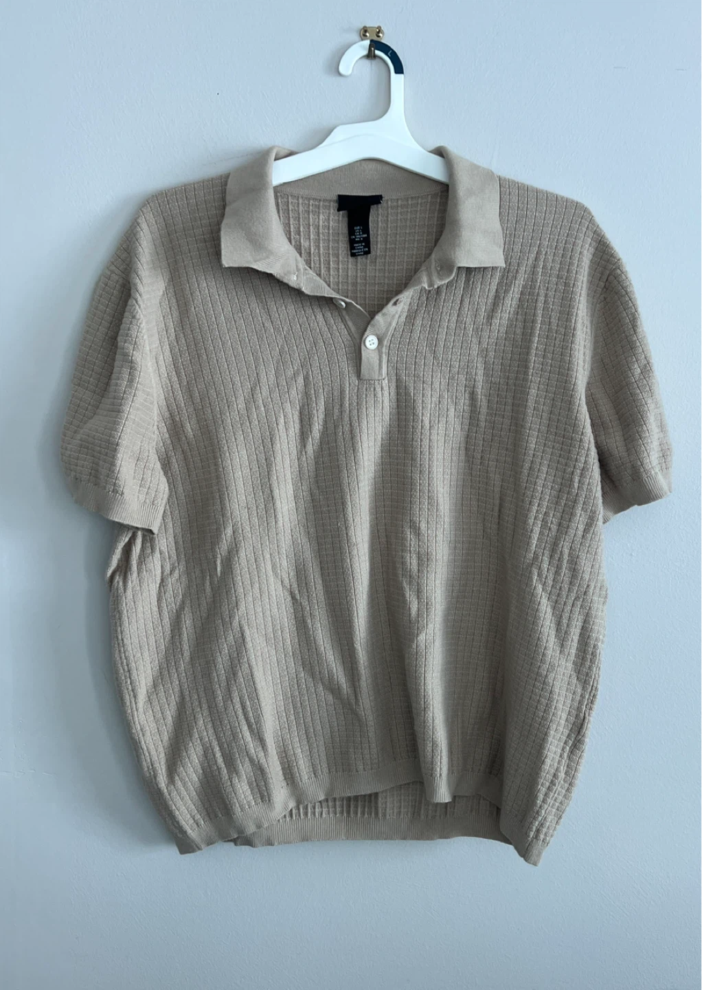 H&M Beige Knit Polo Shirt - Size L