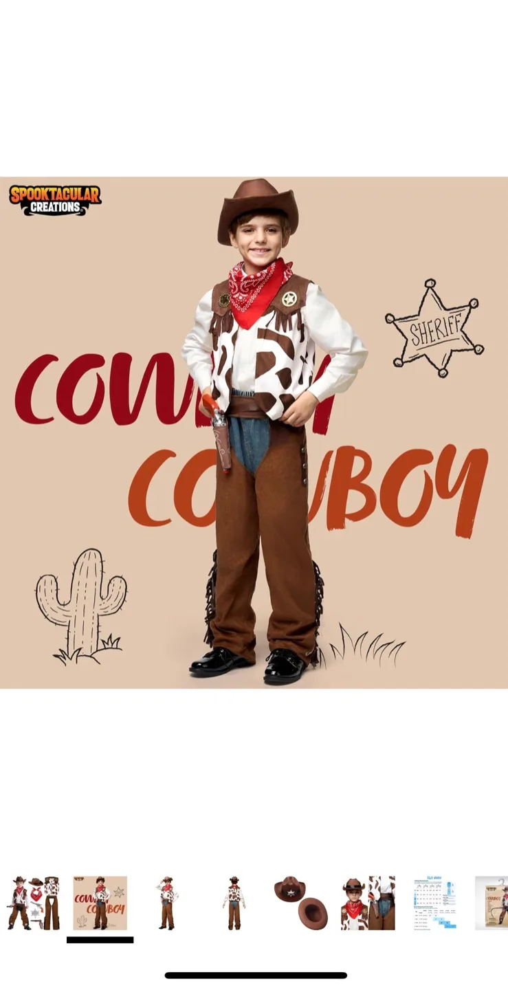 Spooktacular Creations Cowboy Costume - Size Small (5-7 yrs) image indicator(3)