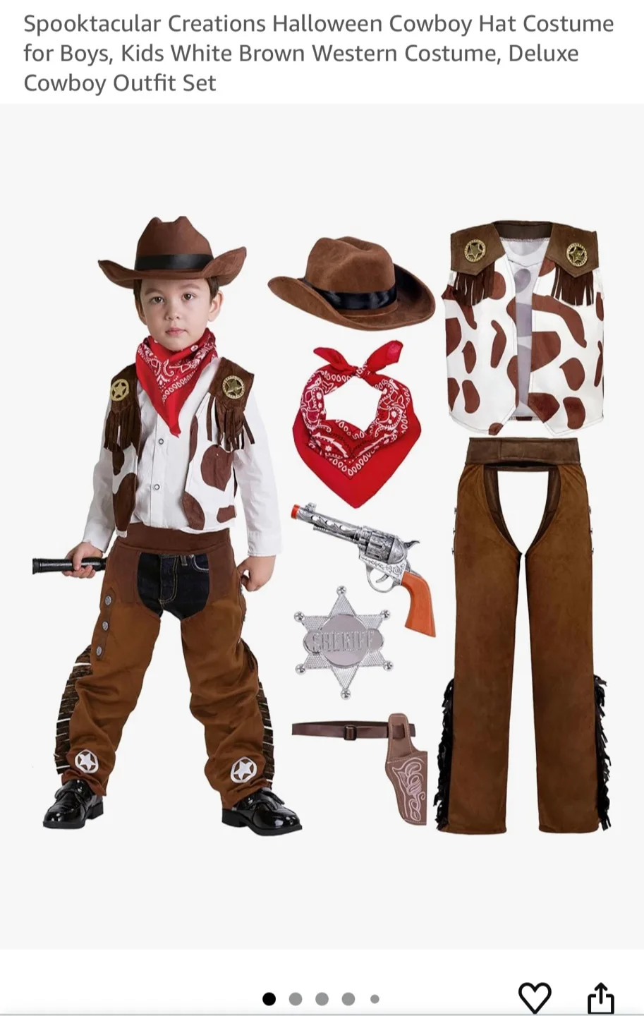 Spooktacular Creations Cowboy Costume - Size Small (5-7 yrs)