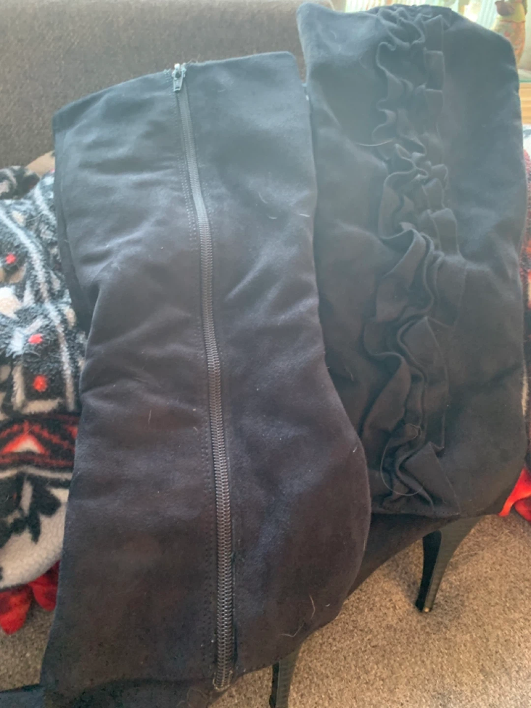 Black Knee High Heel Boots - photo 3