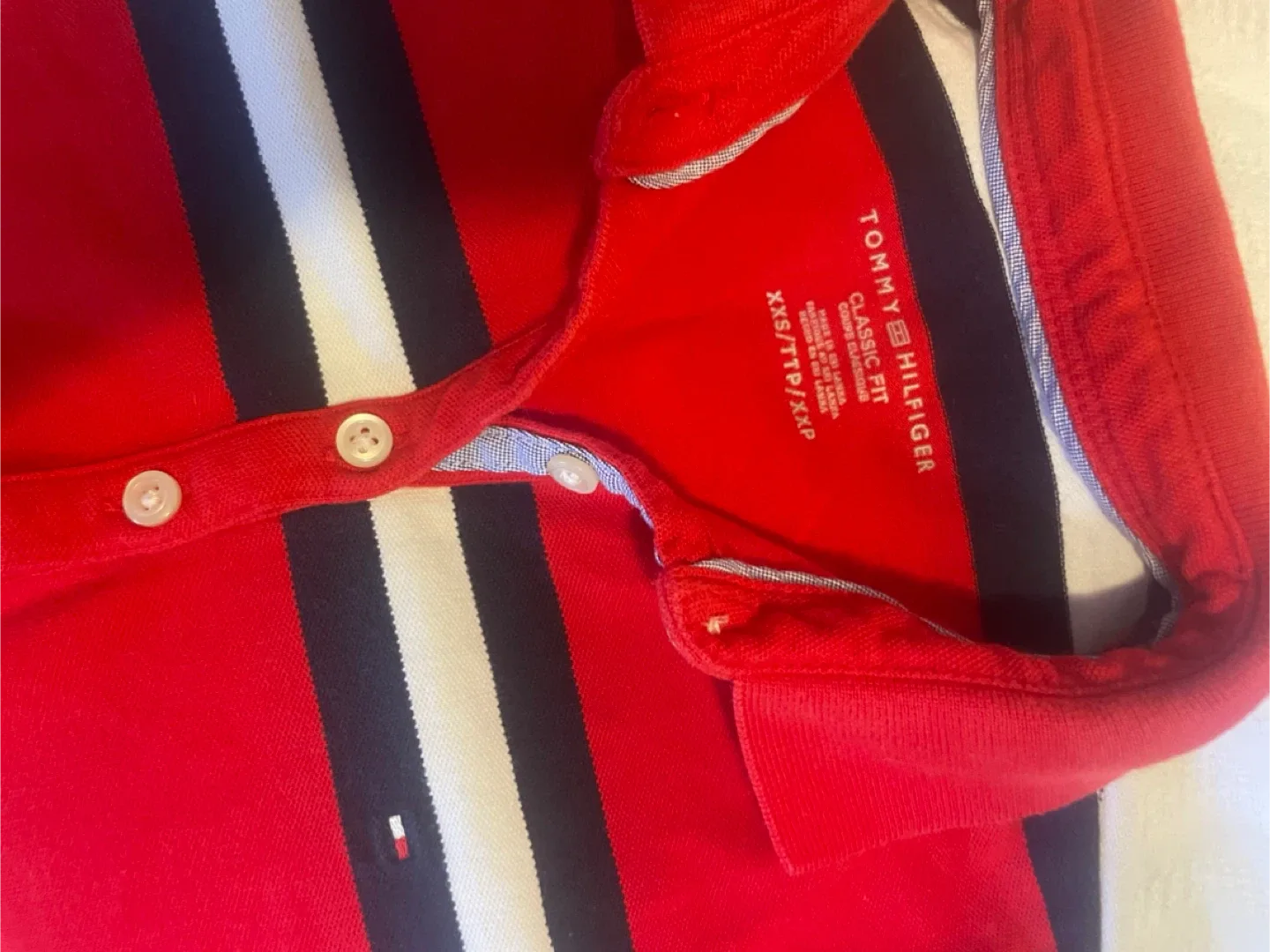 Tommy Hilfiger XXS Red Striped Polo Shirt image indicator(3)