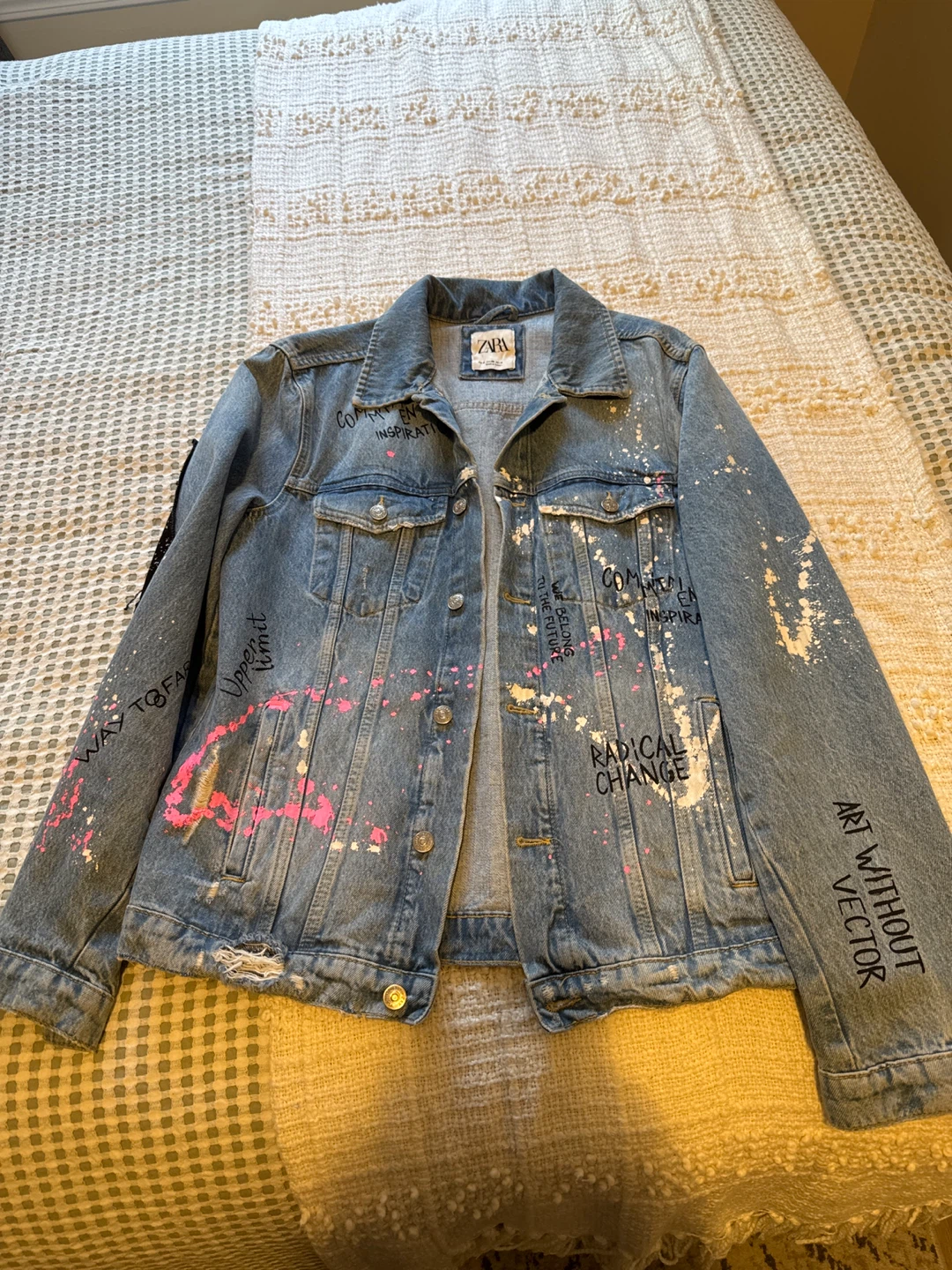 Zara Denim Jacket with Graffiti
