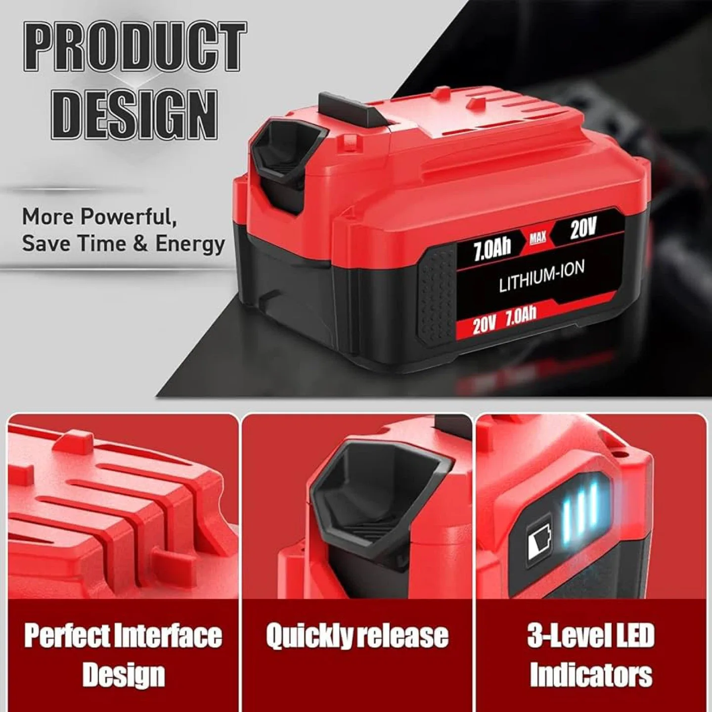 POWTREE CMCB205 Li-ion 20V 7000mAh Battery image indicator(3)