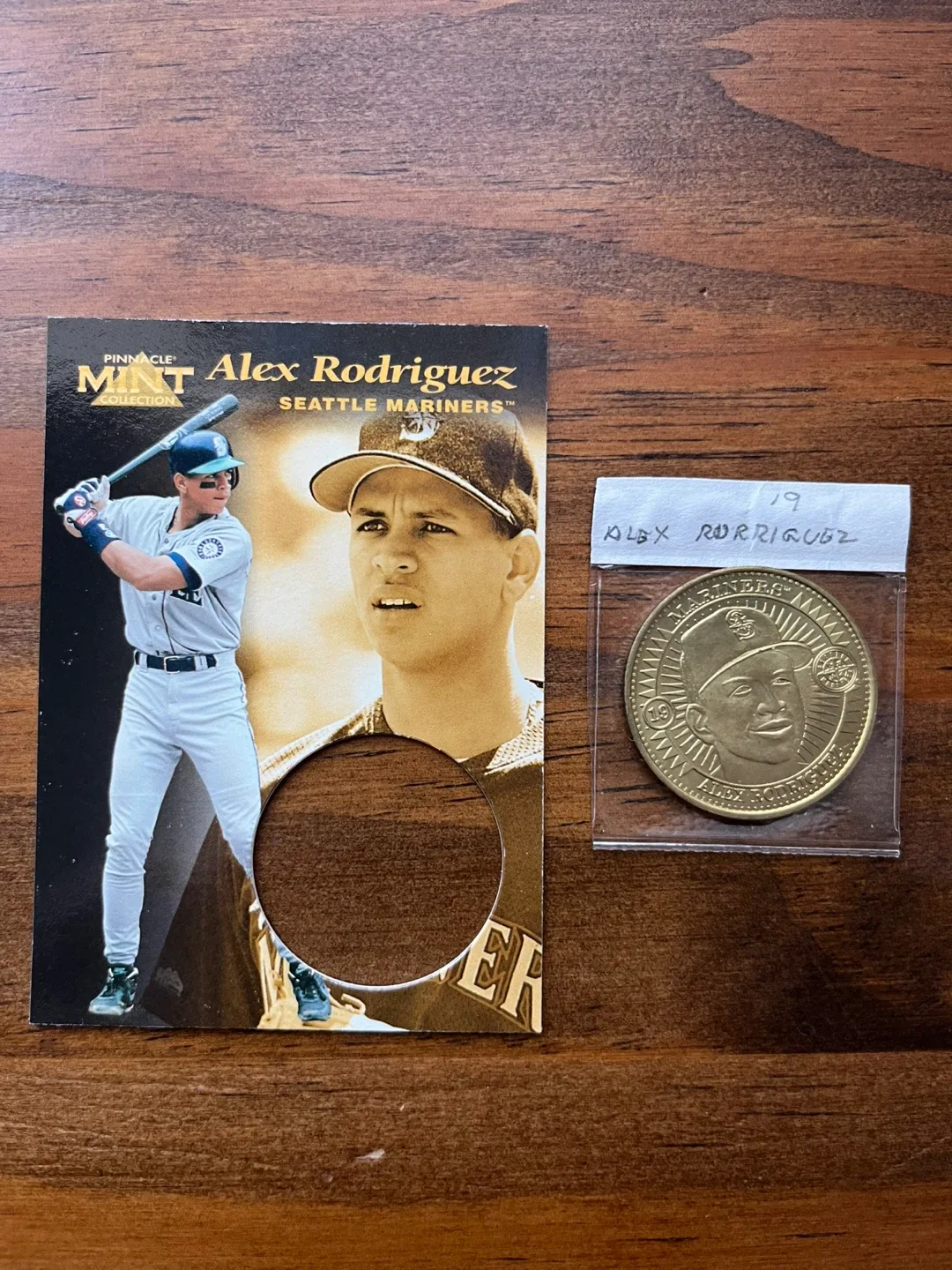 1997 Alex Rodriguez Mariners Pinnacle Mint Baseball Card & Coin